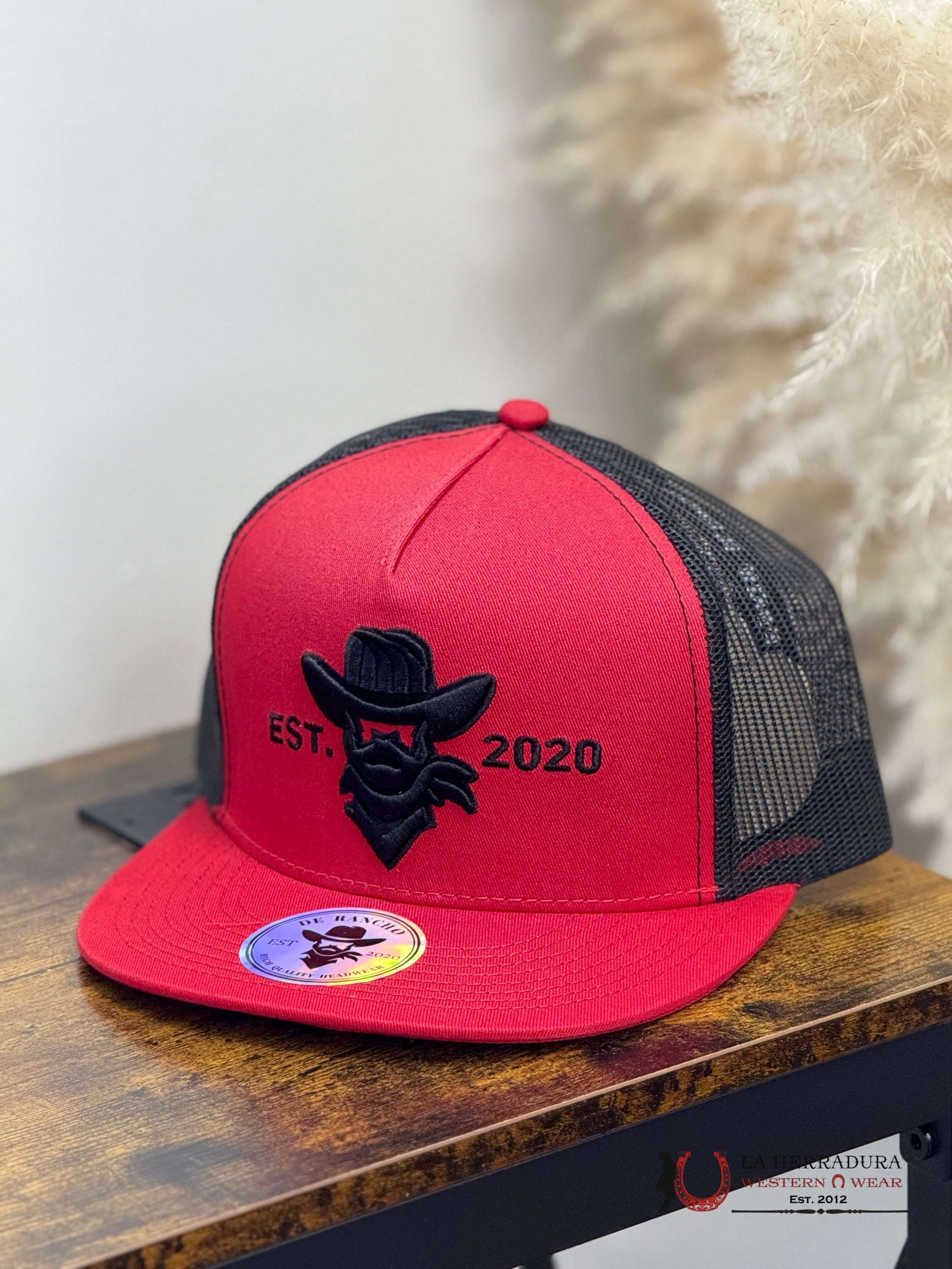 DE RANCHO BLACK Style 208 rojo con negro HAT CAPS MENS GORRAS HOMBRES