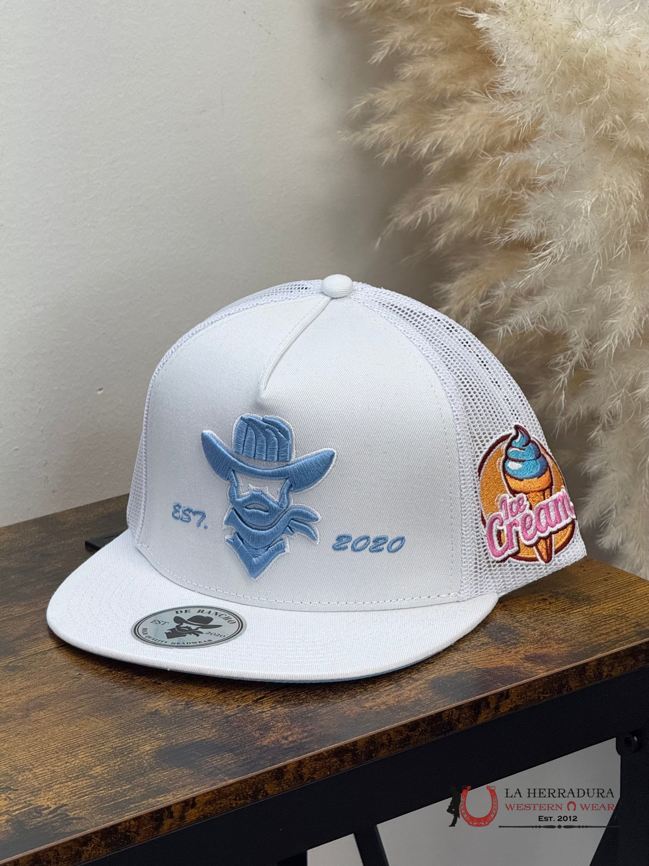 DE RANCHO WHITE Style 201 azul HAT CAPS MENS GORRAS HOMBRES