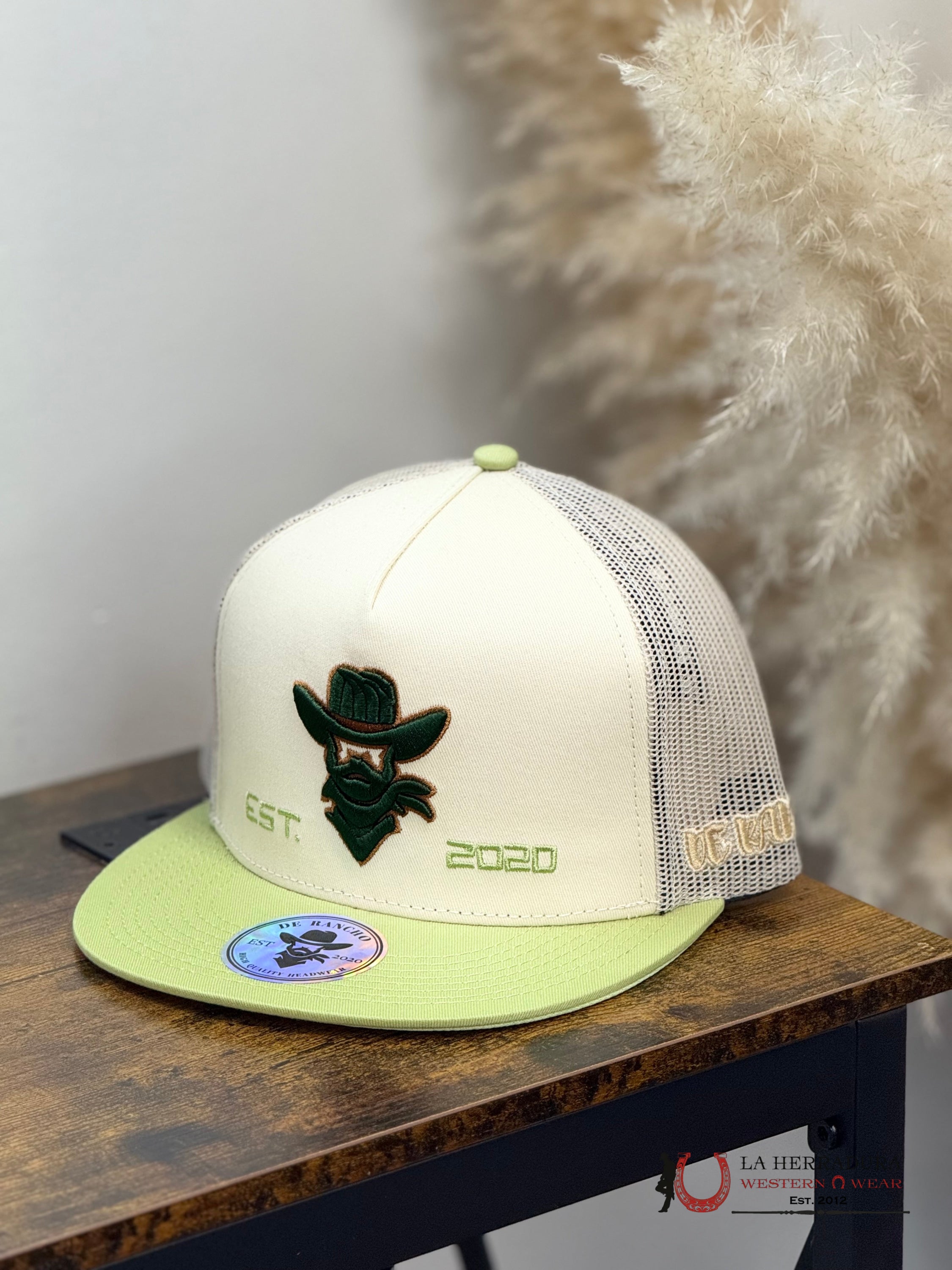 DE RANCHO WHITE Style 207 verde HAT CAPS MENS GORRAS HOMBRES
