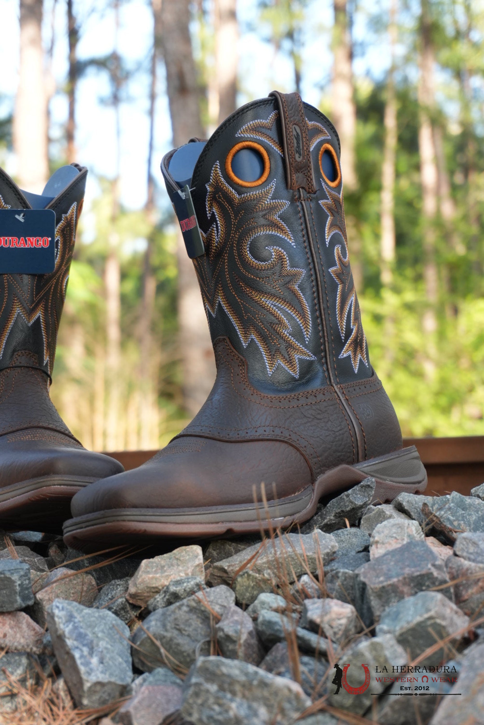 DURANGO Dark Brown With Yellow Stiching MEN WORK Boot - DDB0499