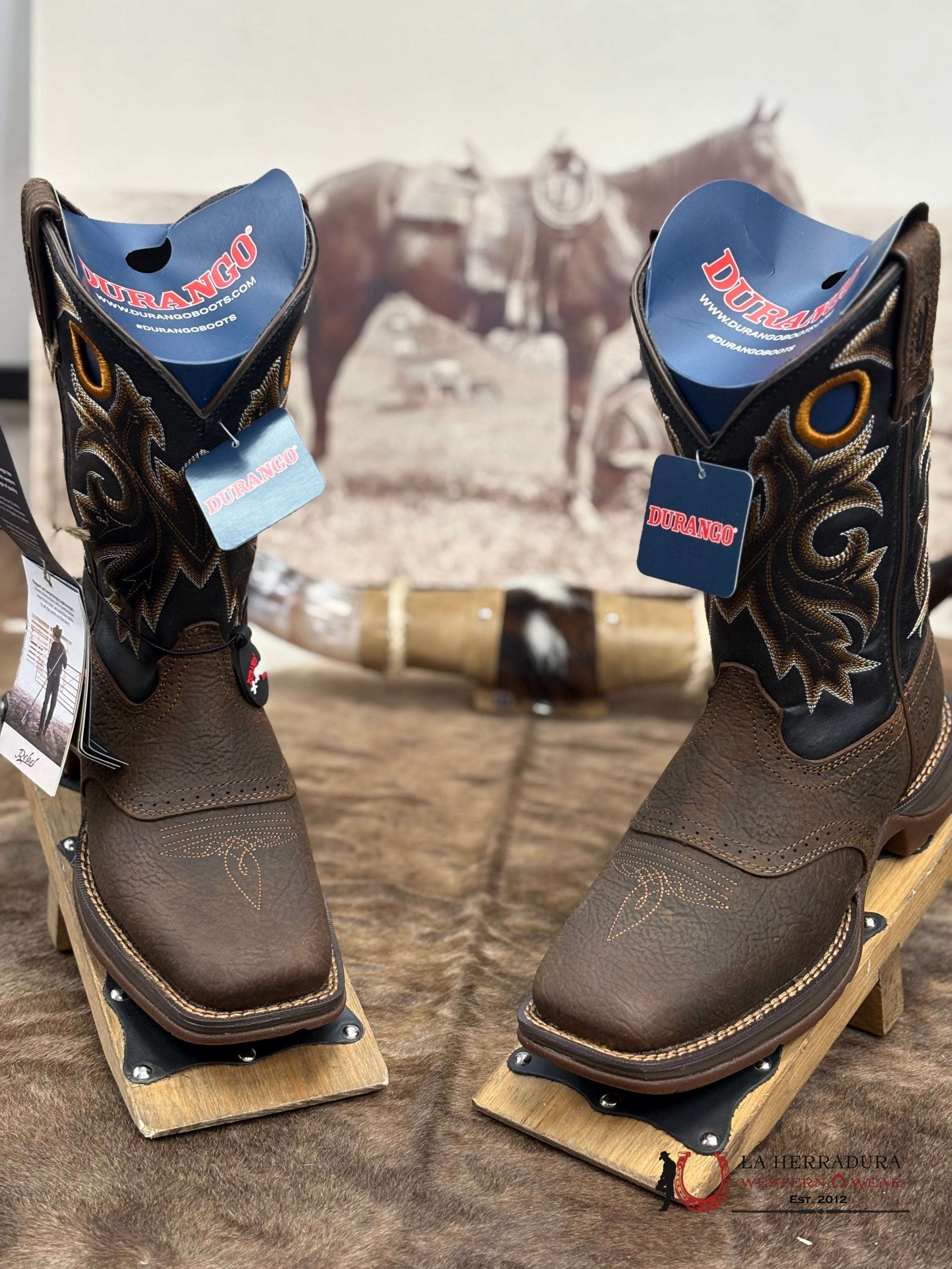 DURANGO Dark Brown With Yellow Stiching MEN WORK Boot - DDB0499