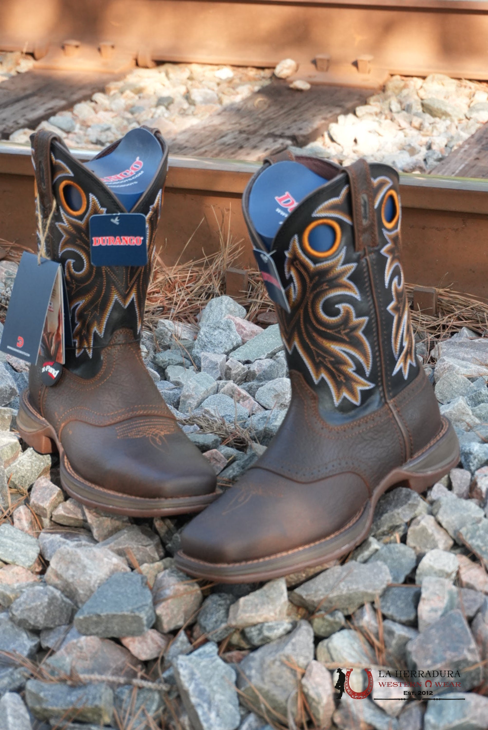 DURANGO Dark Brown With Yellow Stiching MEN WORK Boot - DDB0499