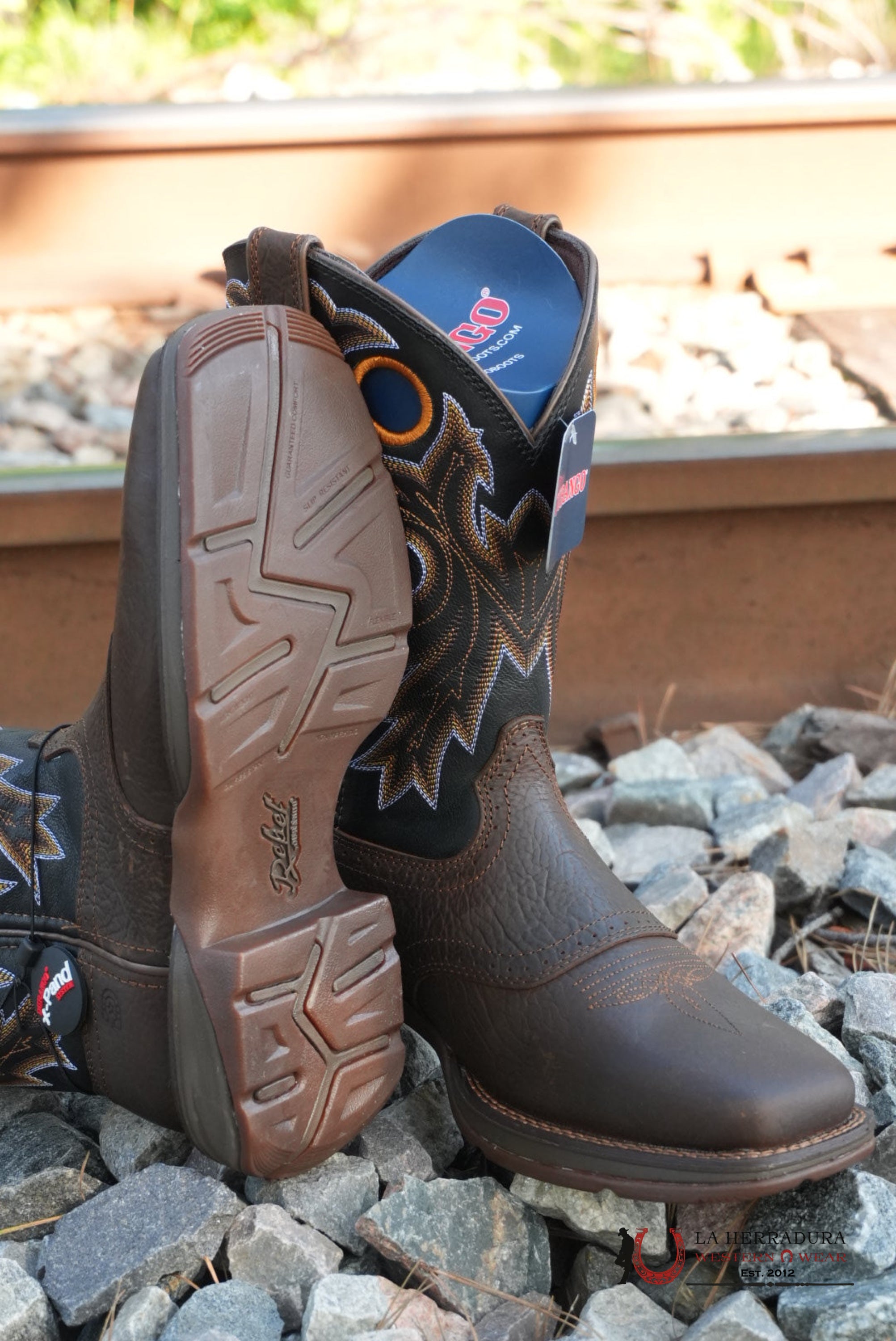 DURANGO Dark Brown With Yellow Stiching MEN WORK Boot - DDB0499