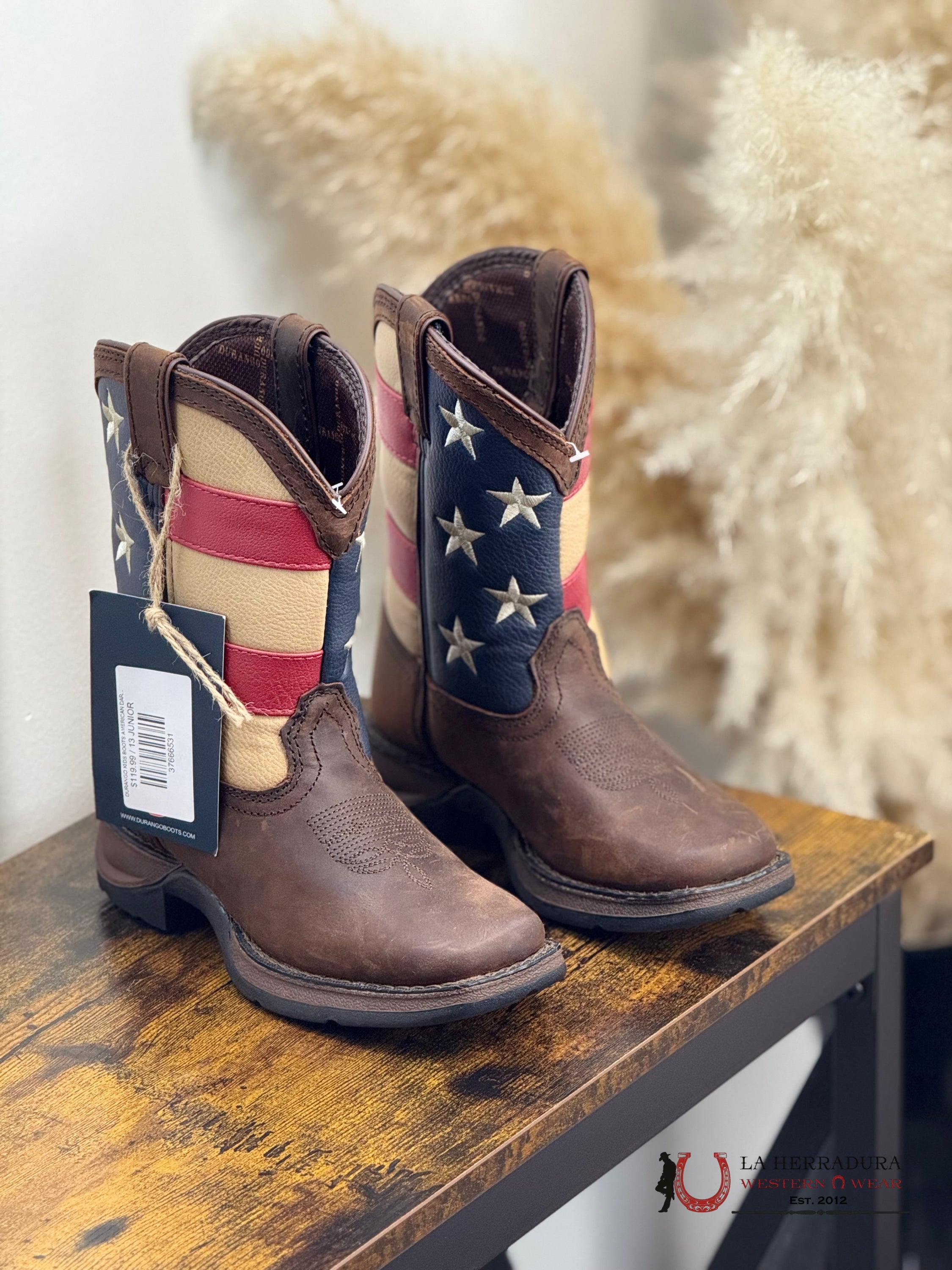 DURANGO KIDS BOOTS AMERICAN DARK LEATHER -DBT0159 y DBT0160 NIÑOS