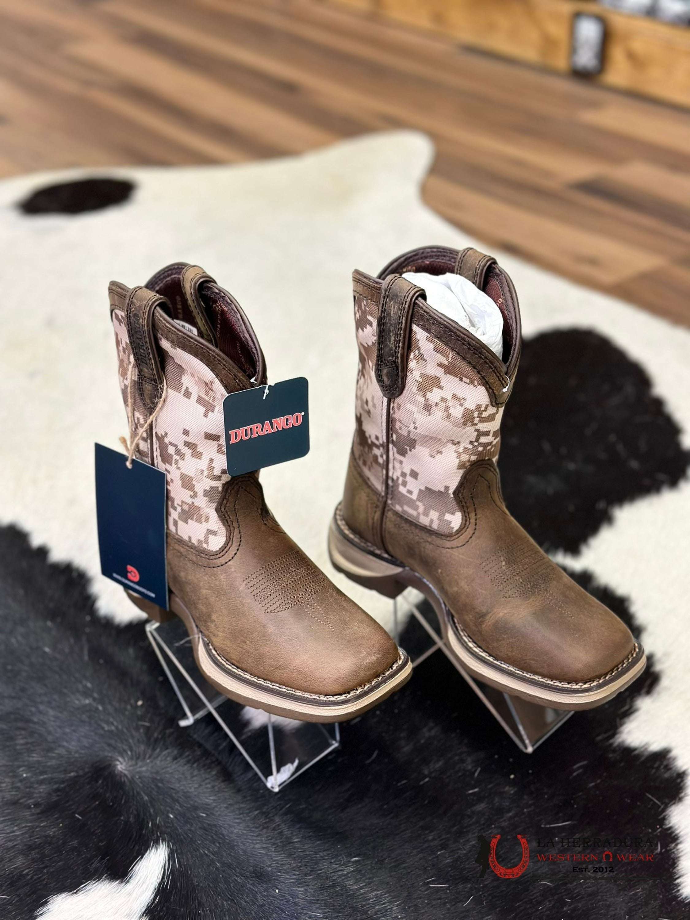 DURANGO KIDS BOOTS WHITE CAMO DARK LEATHER -DBT0208 NIÑOS