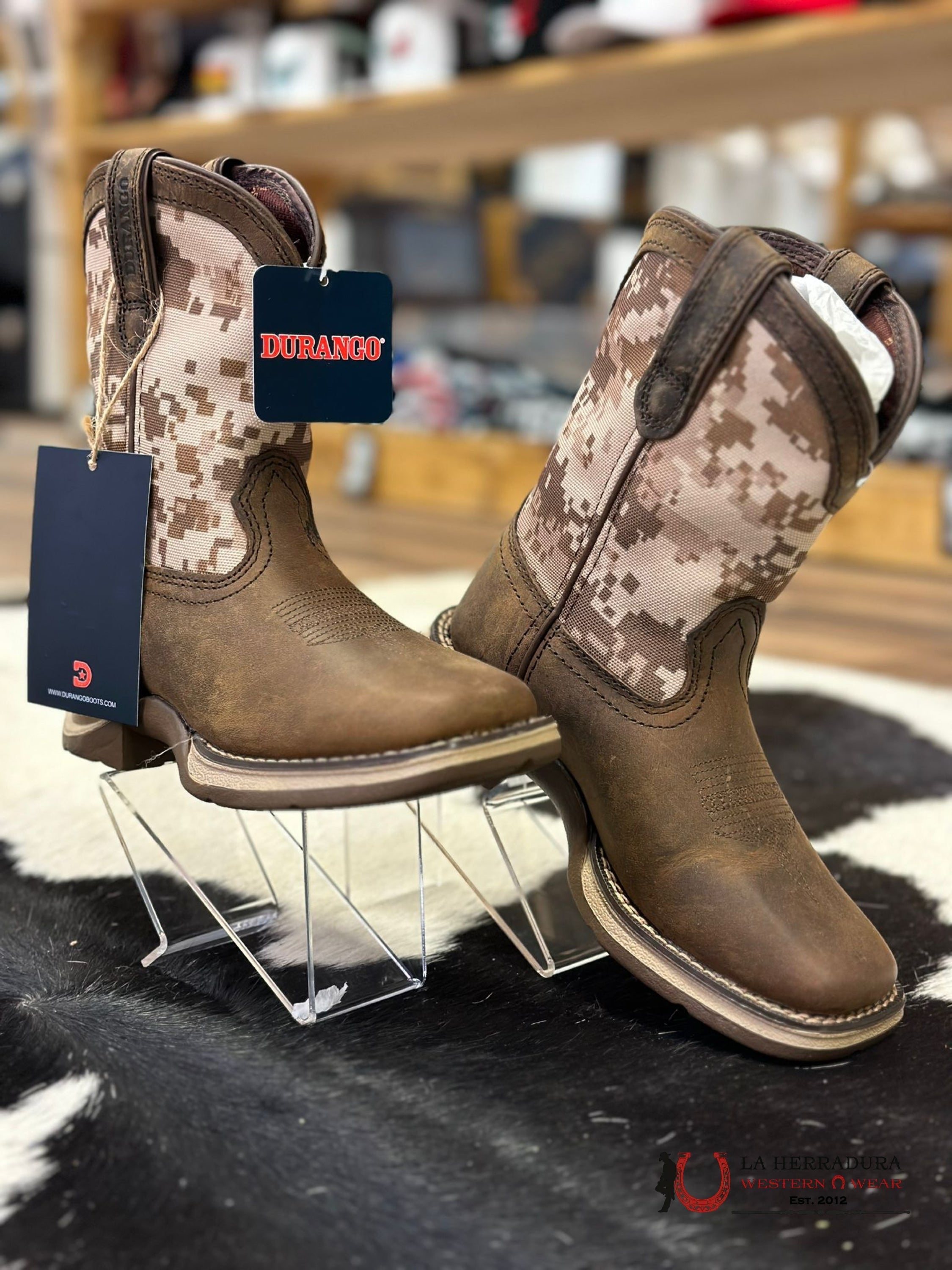 DURANGO KIDS BOOTS WHITE CAMO DARK LEATHER -DBT0208 NIÑOS