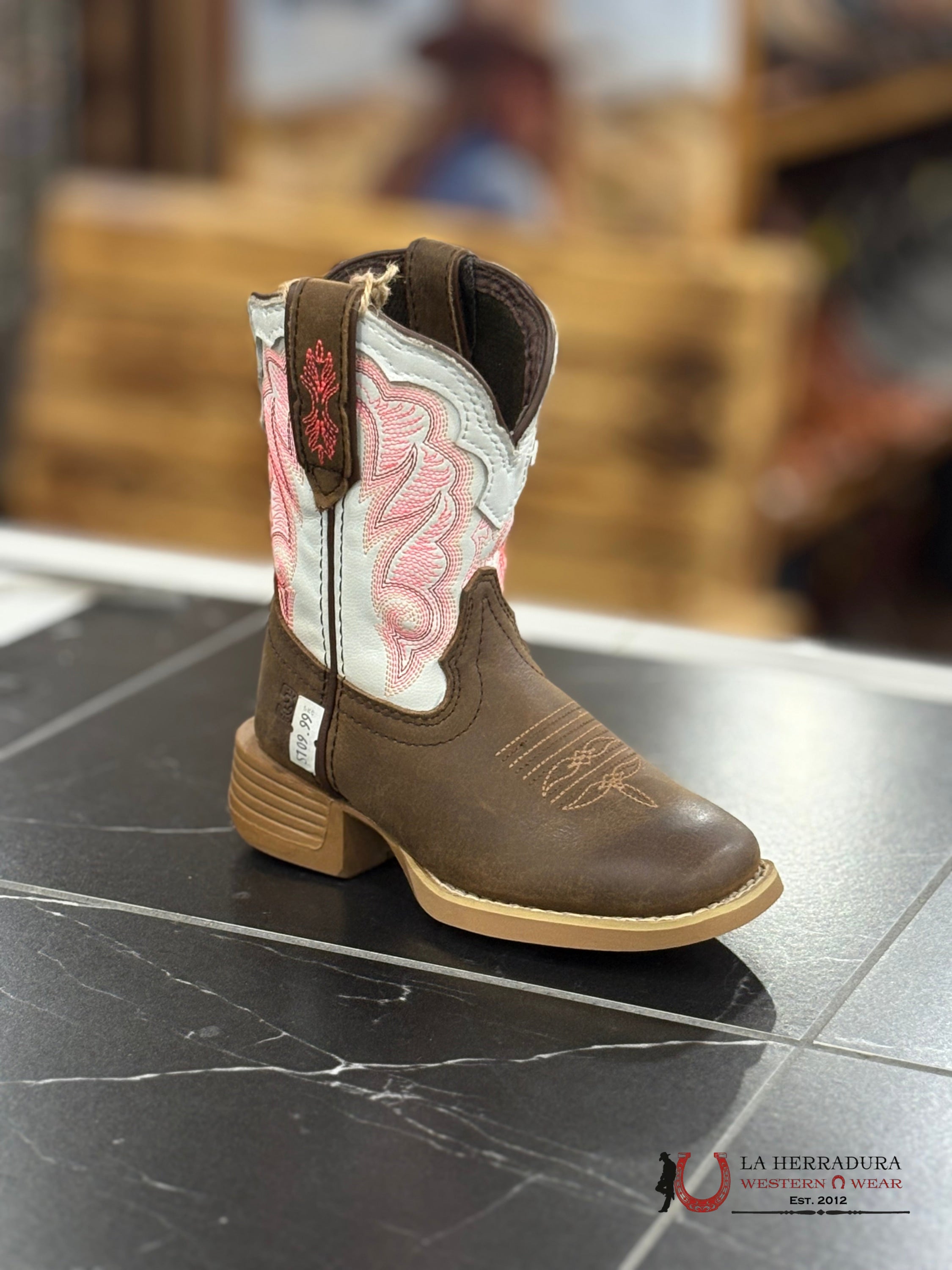 DURANGO KIDS BOOTS WHITE/PINK TUBE -DBT0242 NIÑOS