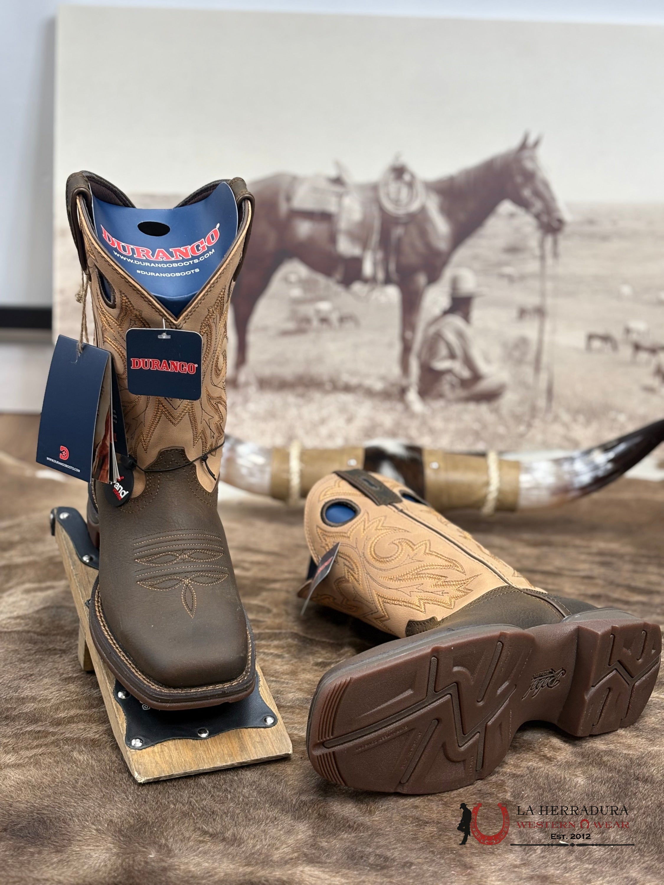 DURANGO Dark/Light Brown With Stiching MEN WORK Boot - DDB0498