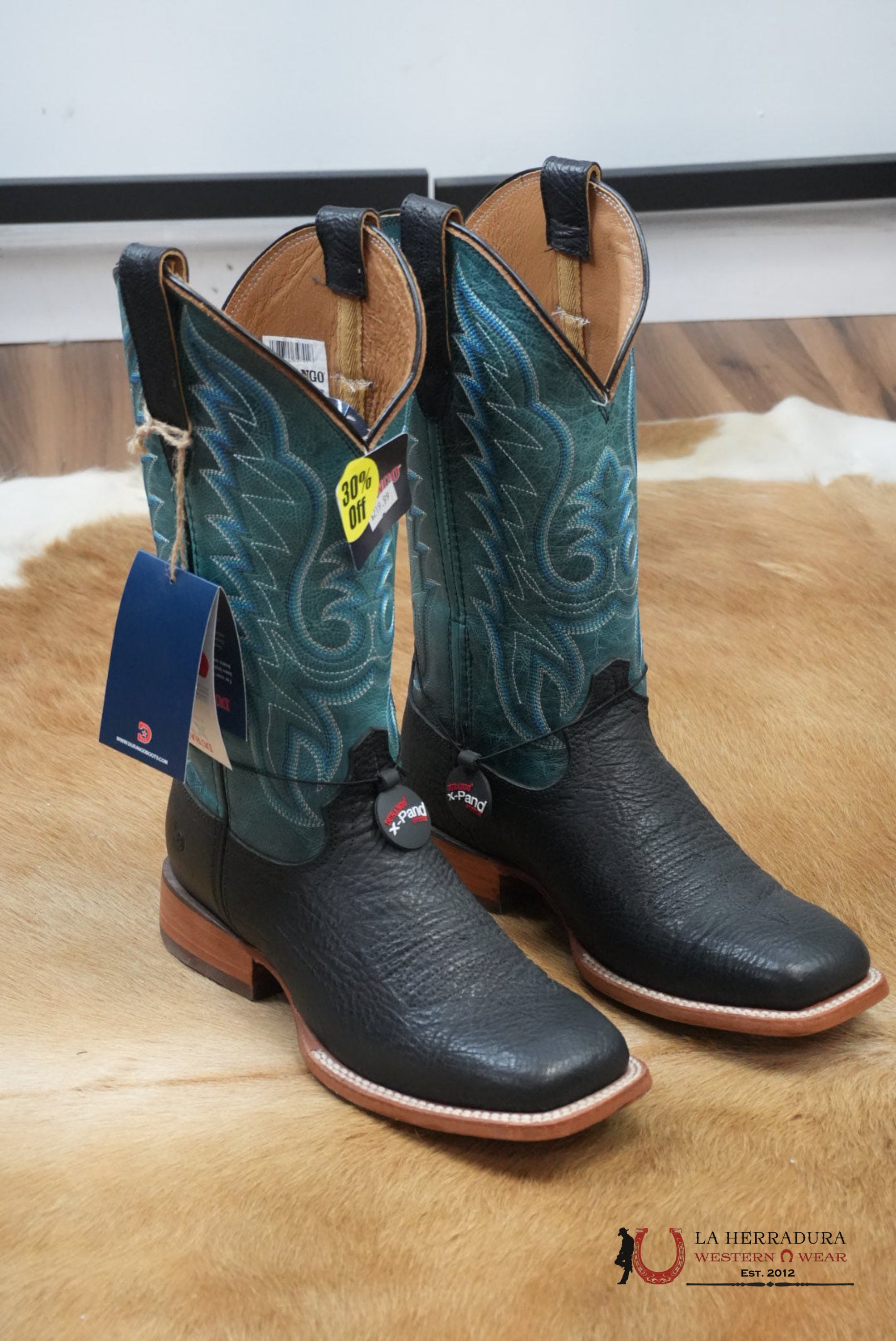 Durango Mens Work Boot Black With Teal Stitching BOTAS HOMBRES