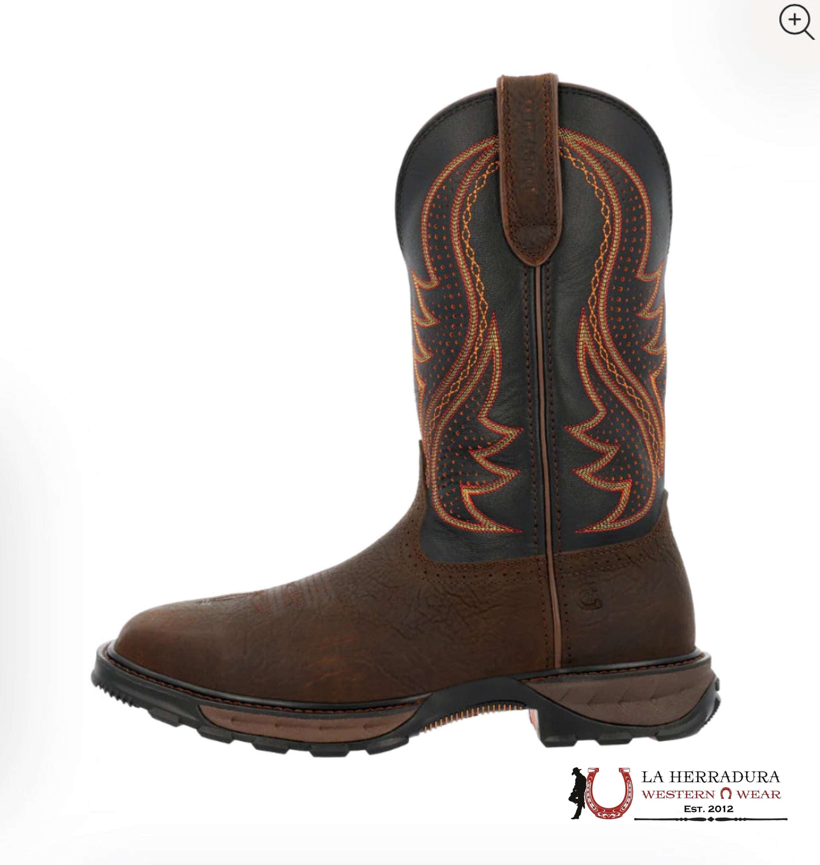 DURANGO MENS WORK BOOT DARK BROWN/ORANGE STITCHING DDB0478