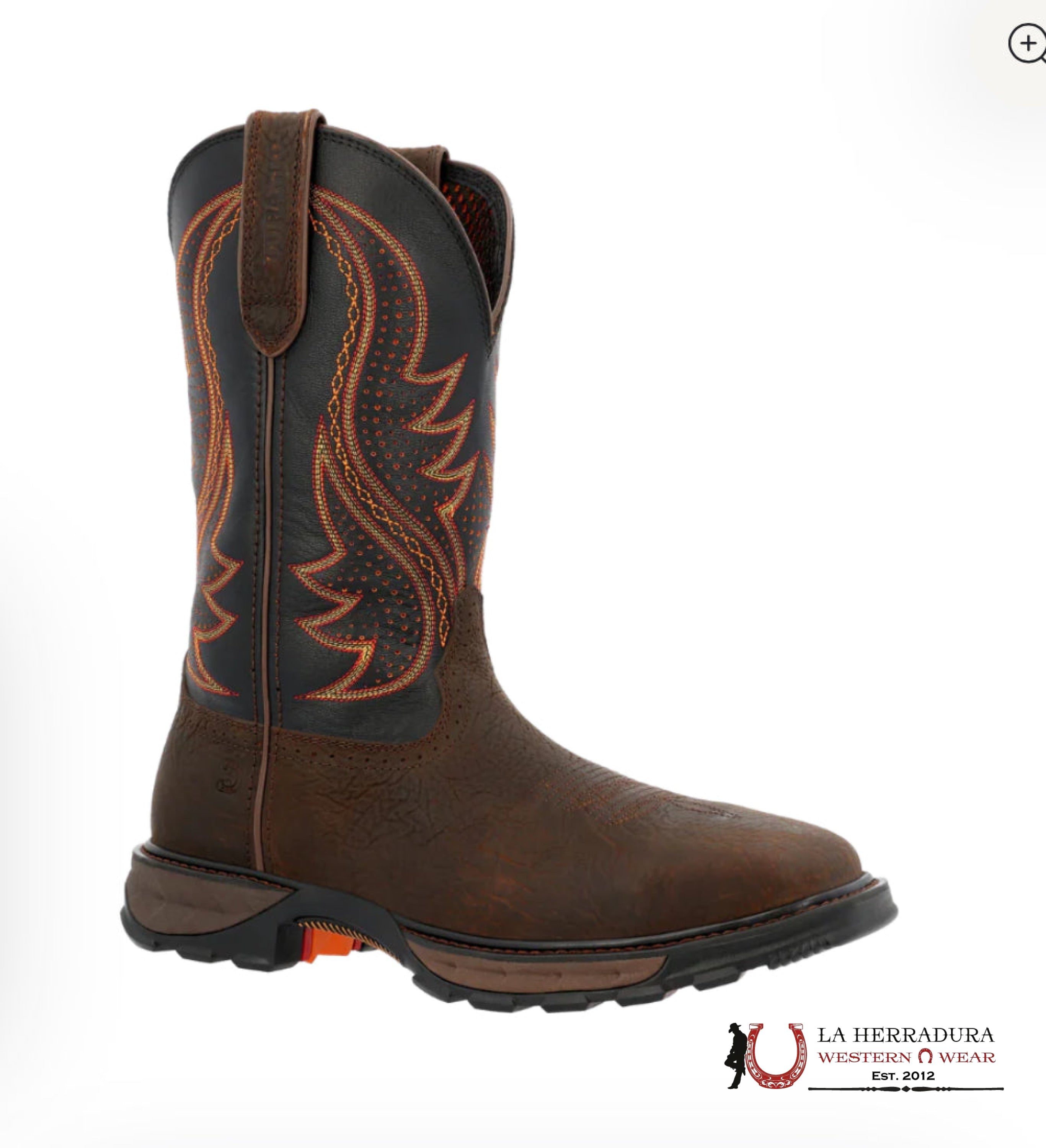 DURANGO MENS WORK BOOT DARK BROWN/ORANGE STITCHING DDB0478