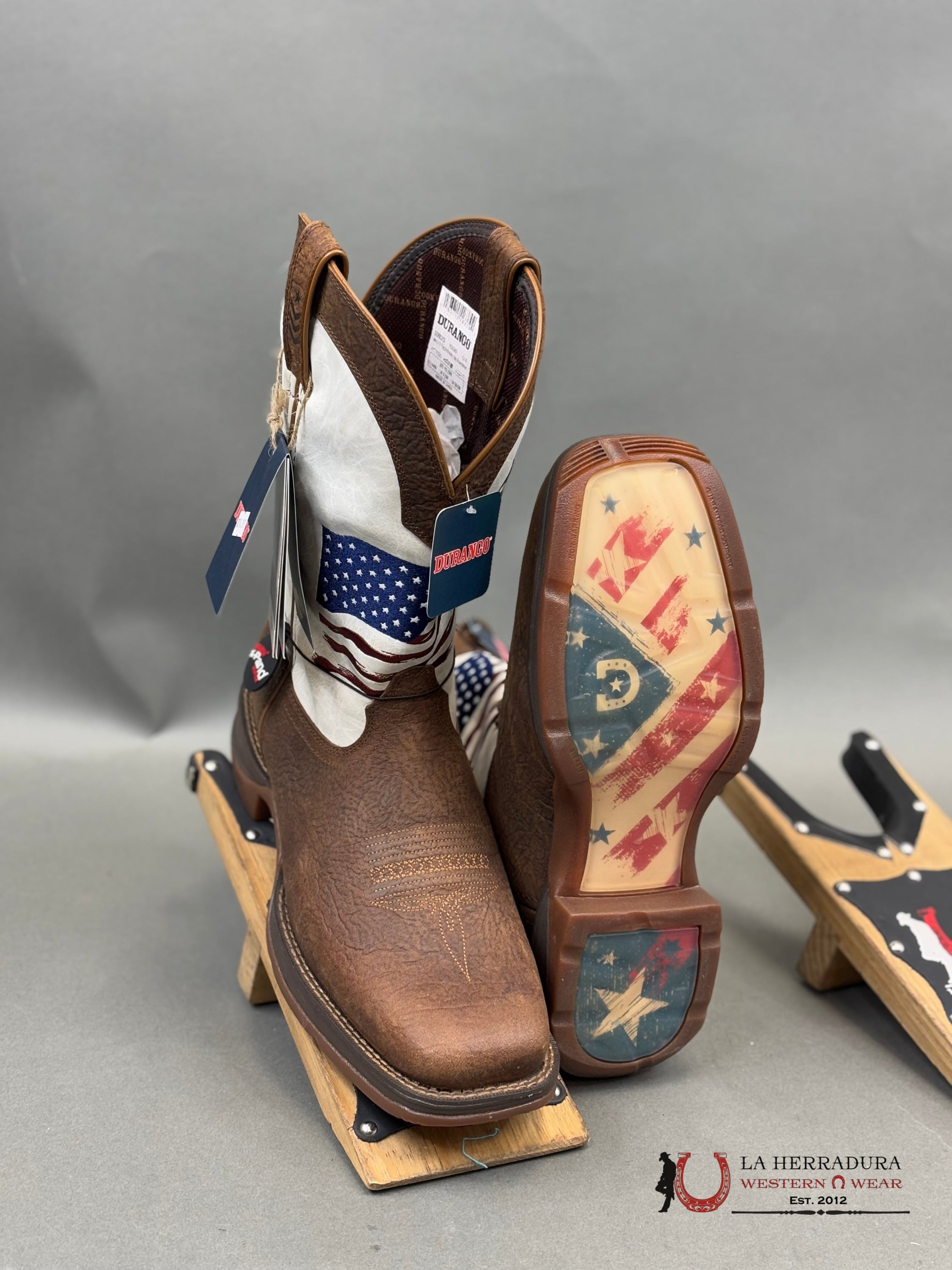 Durango Mens Work Boot Rebel Brown White American Flag Tube Ddb0312