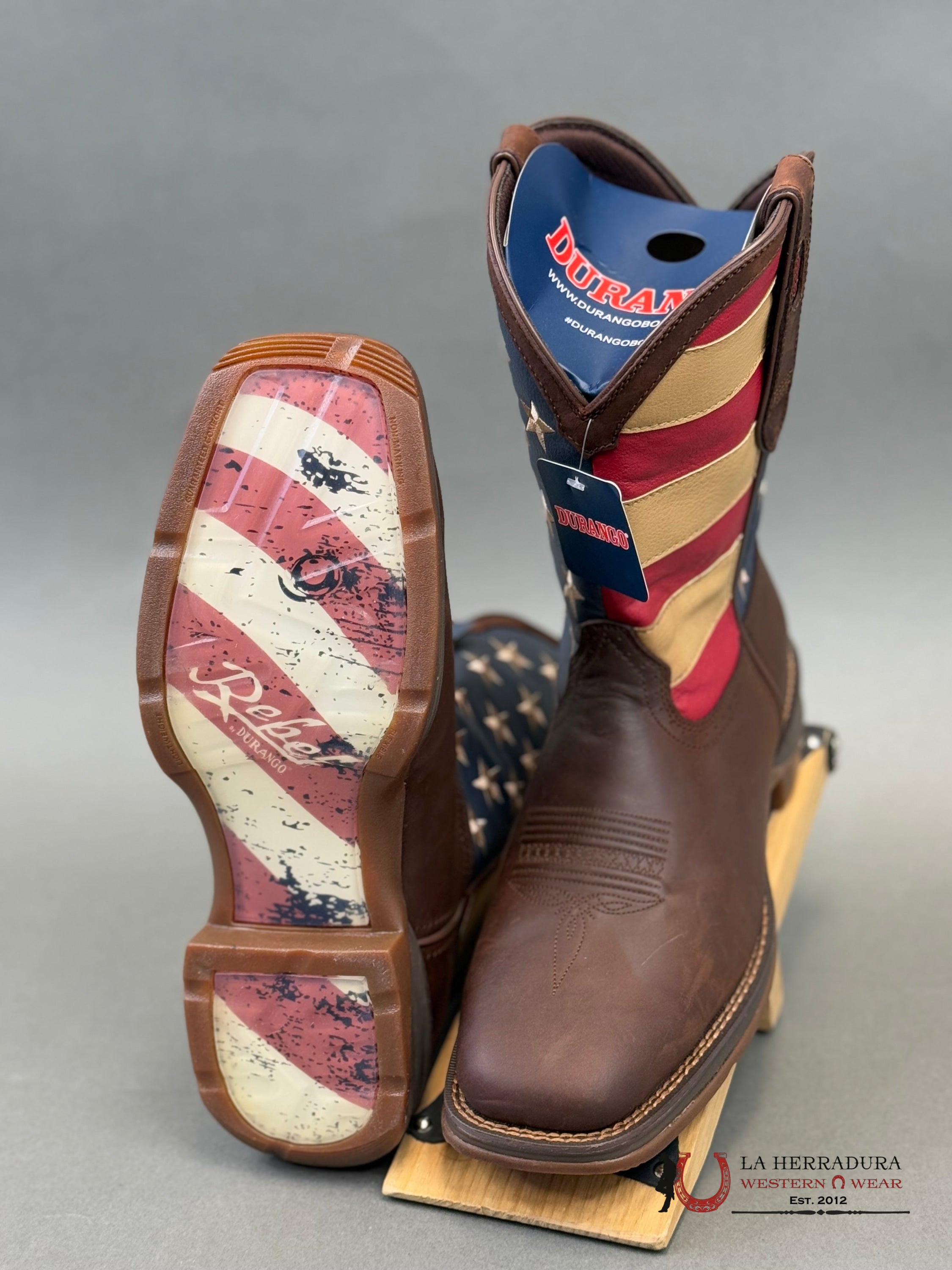 Durango Mens Work Boot Rebel Dark Brown American Flag Ddb0554