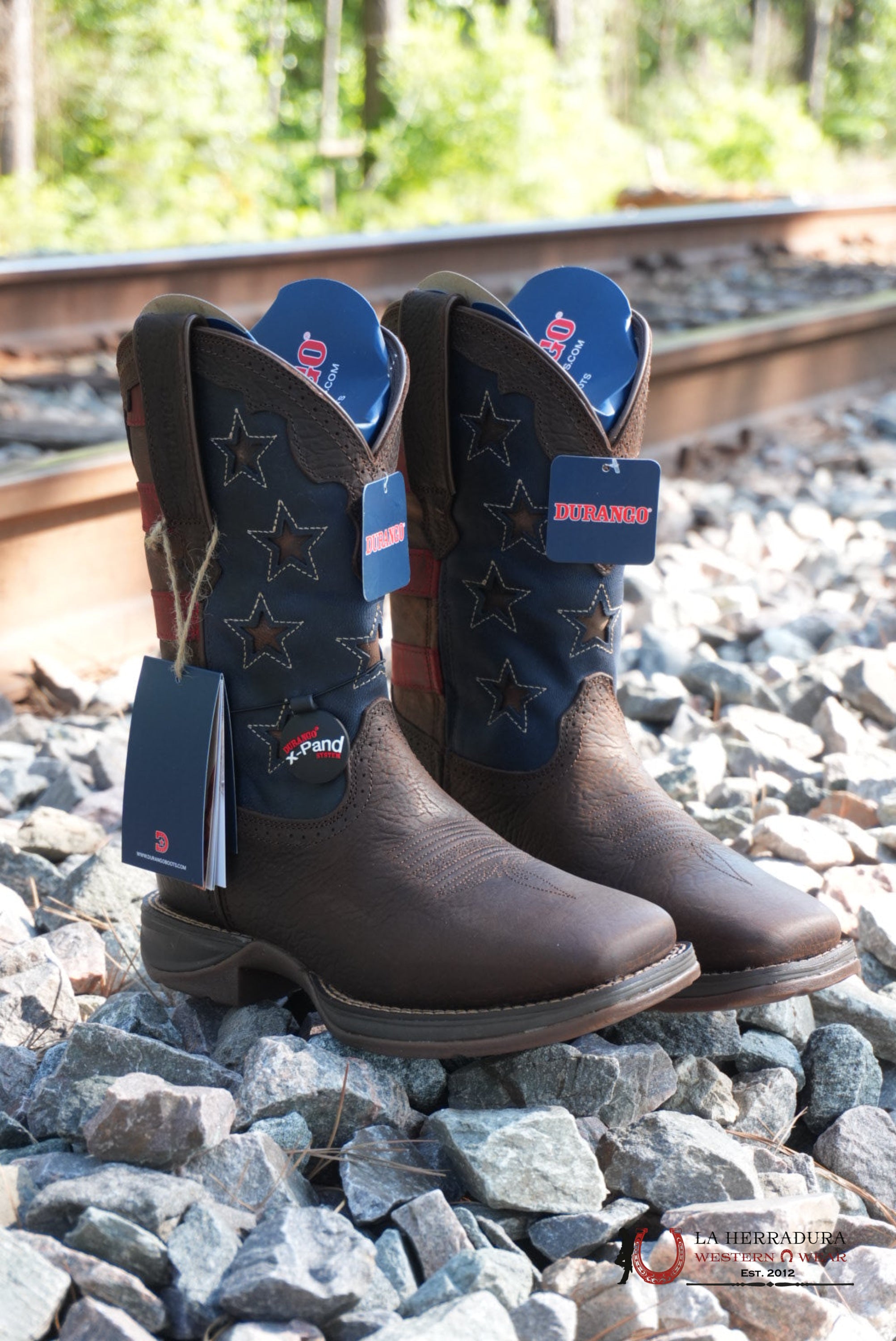 DURANGO MENS WORK BOOT REBEL DARK BROWN DARK AMERICAN FLAG DDB0328