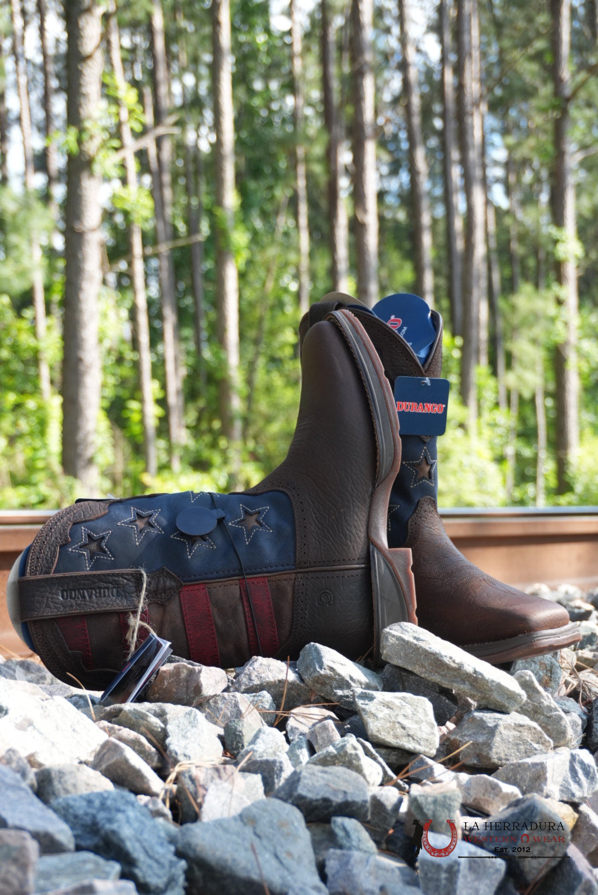 DURANGO MENS WORK BOOT REBEL DARK BROWN DARK AMERICAN FLAG DDB0328