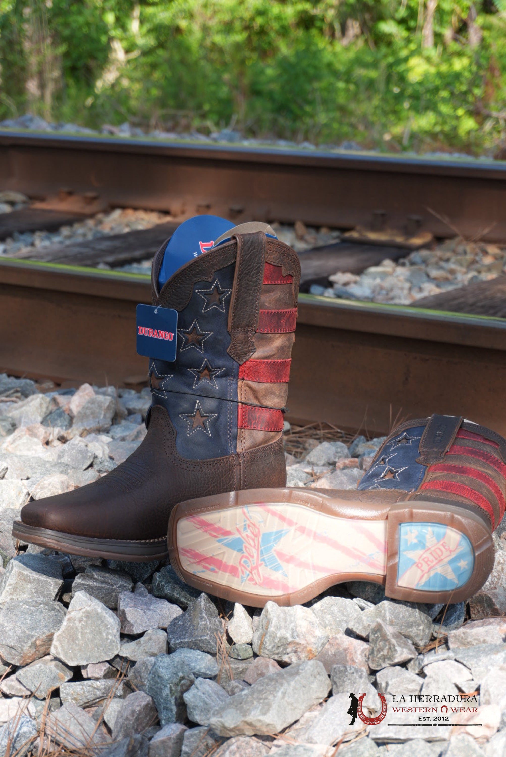 DURANGO MENS WORK BOOT REBEL DARK BROWN DARK AMERICAN FLAG DDB0328