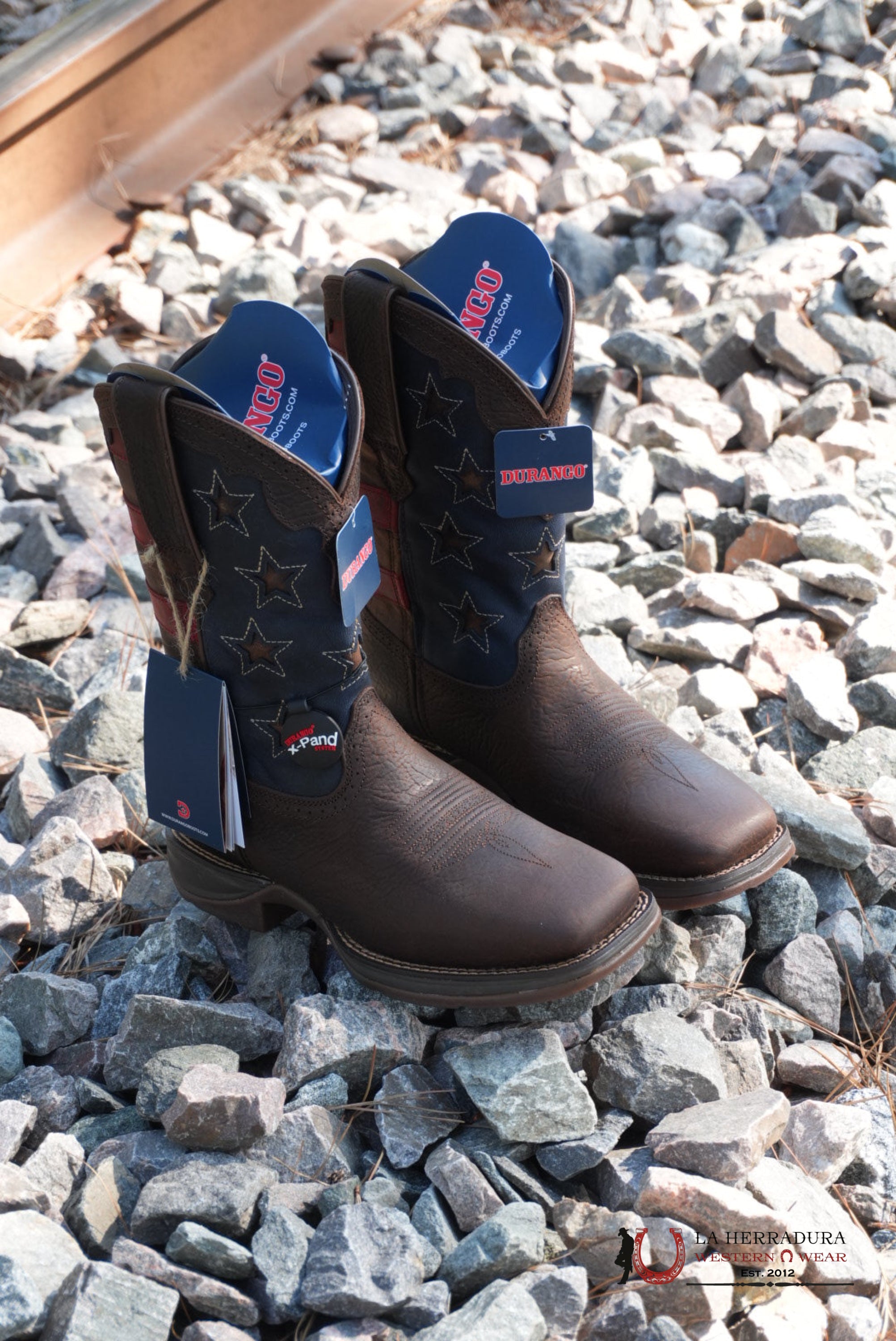 DURANGO MENS WORK BOOT REBEL DARK BROWN DARK AMERICAN FLAG DDB0328