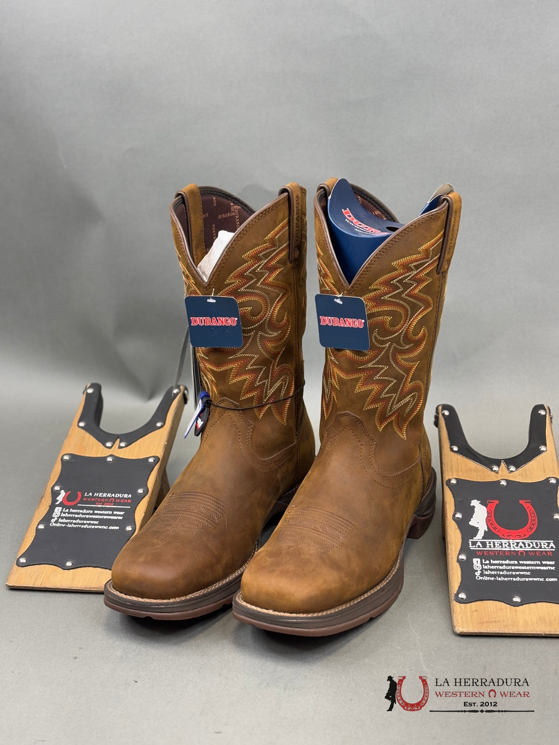 Durango Mens Work Boot Rebel Dark Brown Yellow/Red Stitch Tube Ddb0317