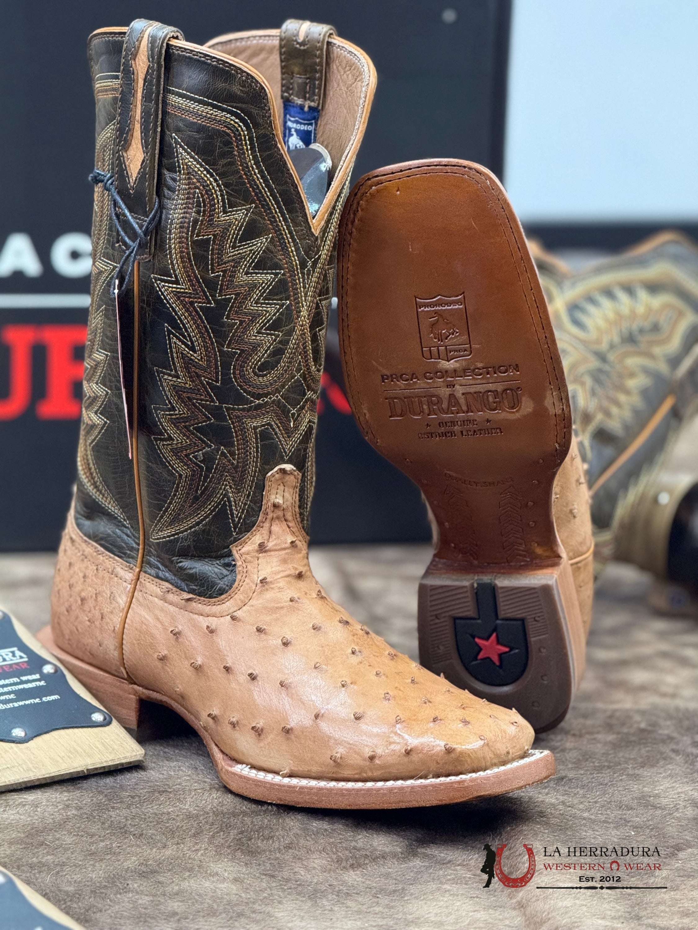 DURANGO PRCA COLLECTION OSTRICH NATURAL BOTAS HOMBRES