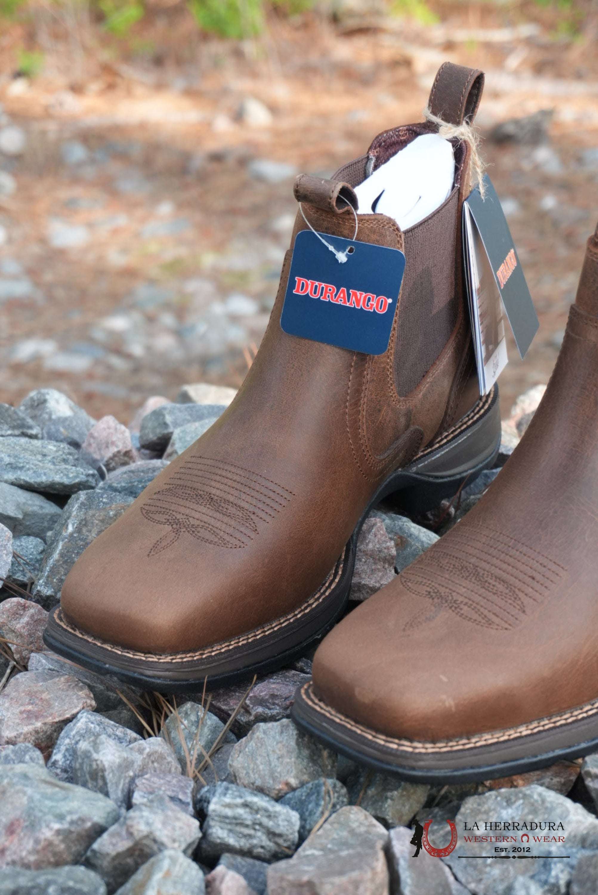 DURANGO REBEL STEEL SQUARE TOE DARK BROWN SHORT WORK BOOT
