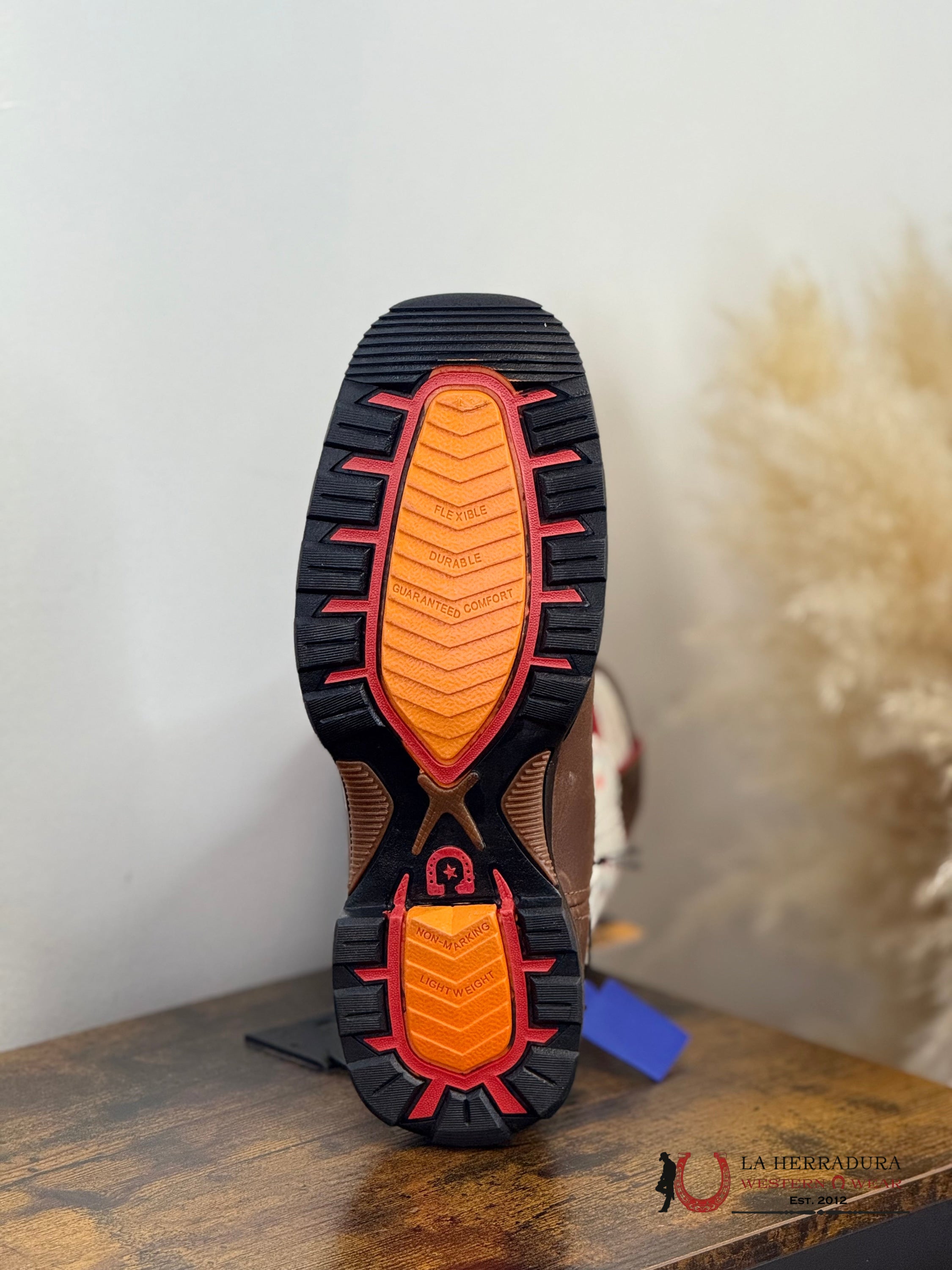 DURANGO WOMENS WORK BOOTS DARK BROWN WHITE TUBE WATER PROOF STEEL TOEDR D0418 BOTAS MUJERES