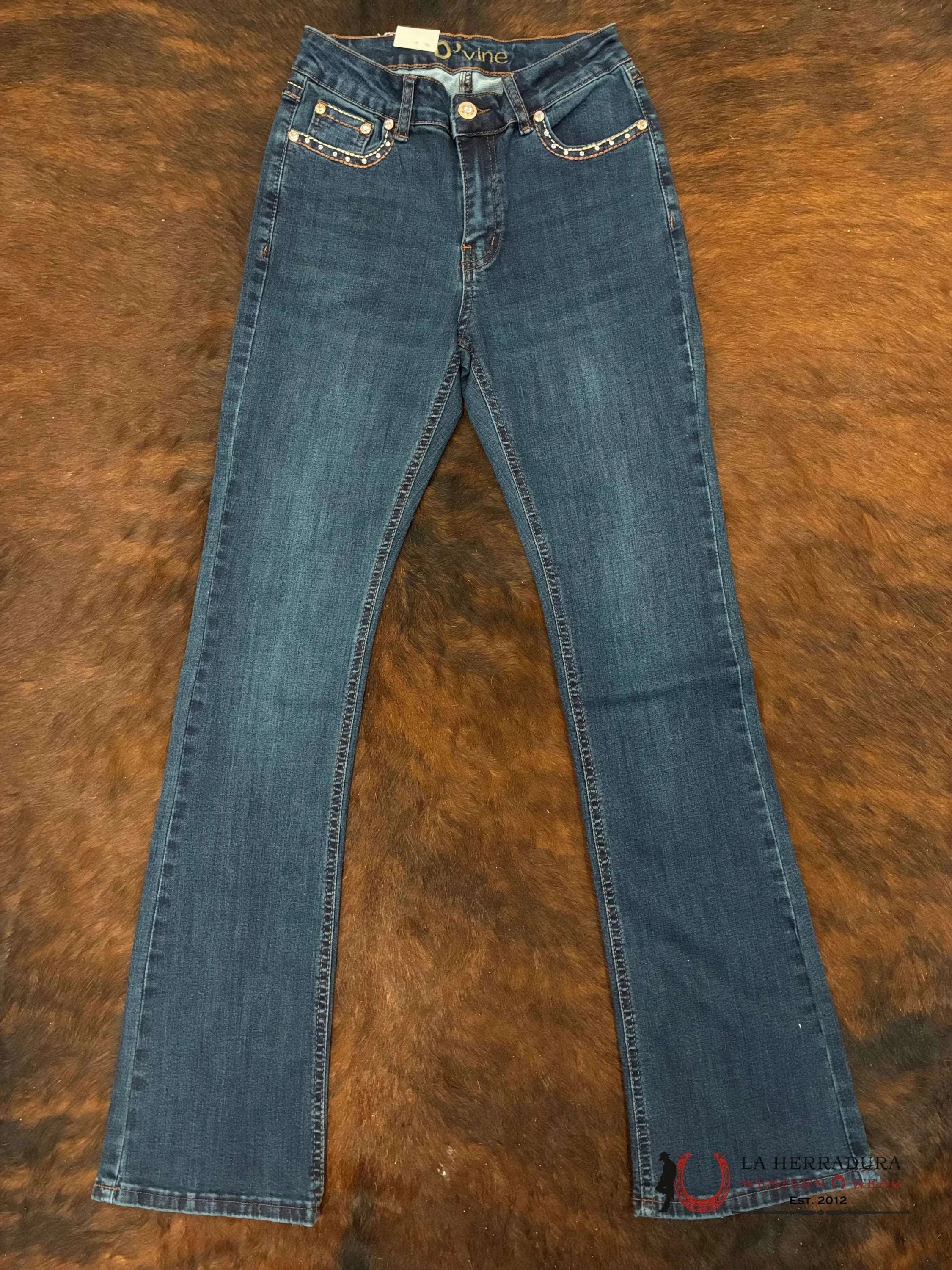 D’VINE ANTIQUE BLUE BROWN STITCHING BROWN AND GOLD FLOWER EMBROIDERY BOOT CUT AD-595 ROPA MUJERES