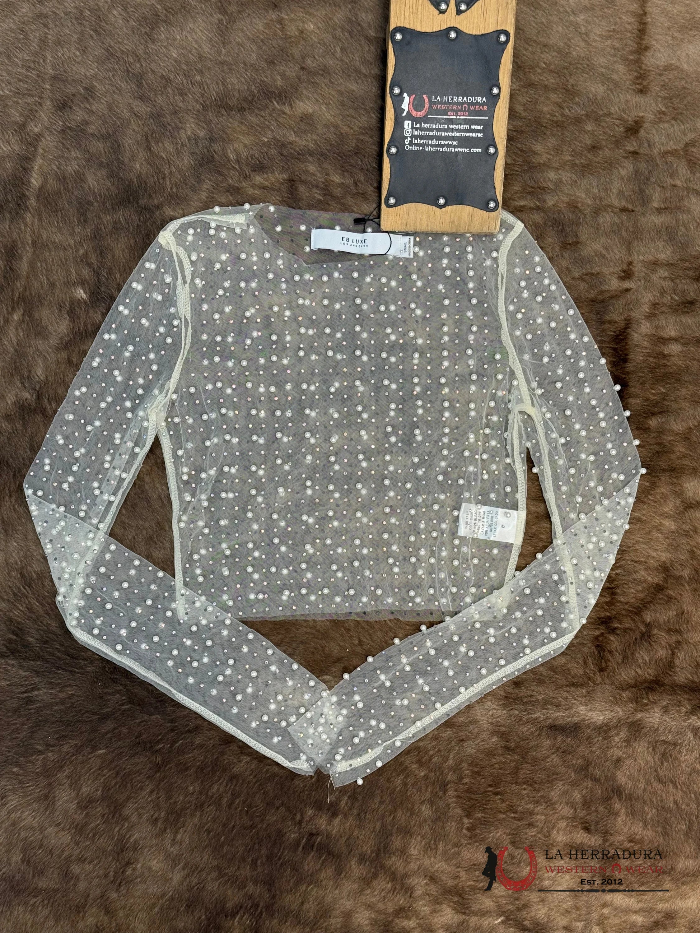 EB LUXE TRANSLUCENT LONG SLEEVED POLISHED TOP UT0561 ROPA MUJERES