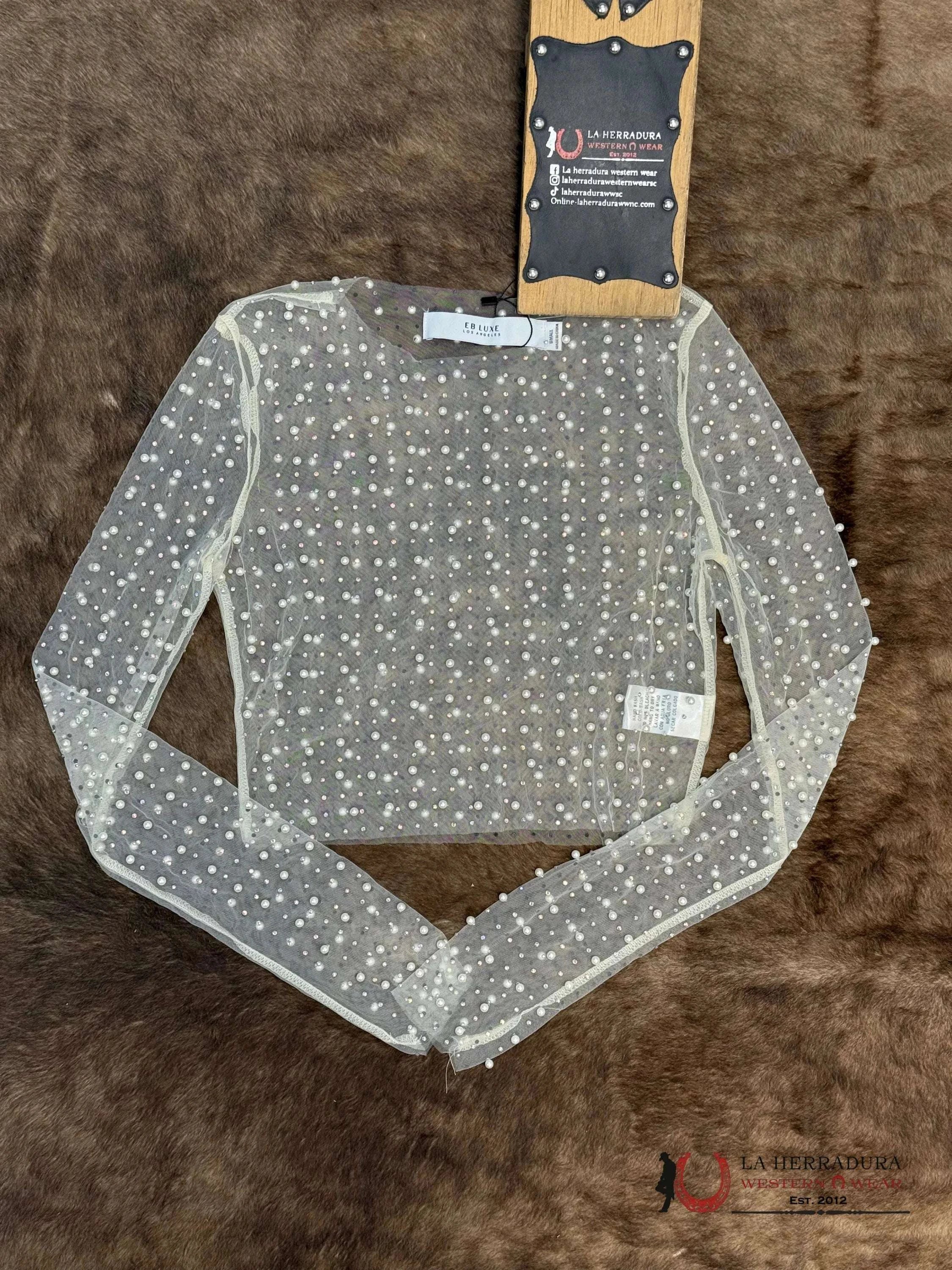 EB LUXE TRANSLUCENT LONG SLEEVED POLISHED TOP UT0561 ROPA MUJERES