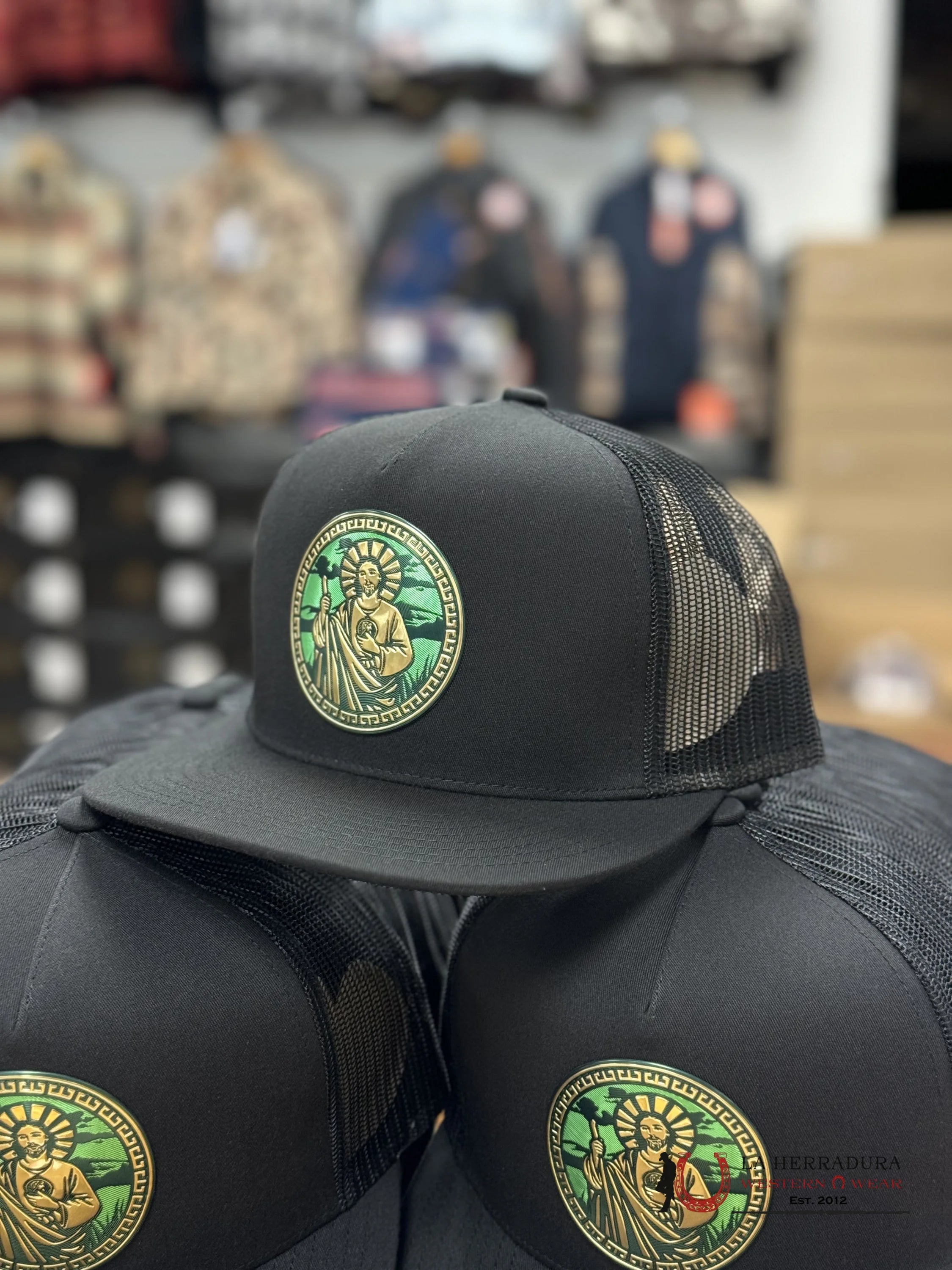 El Viejon Black San Judas Cap Caps Mens Gorras Hombres