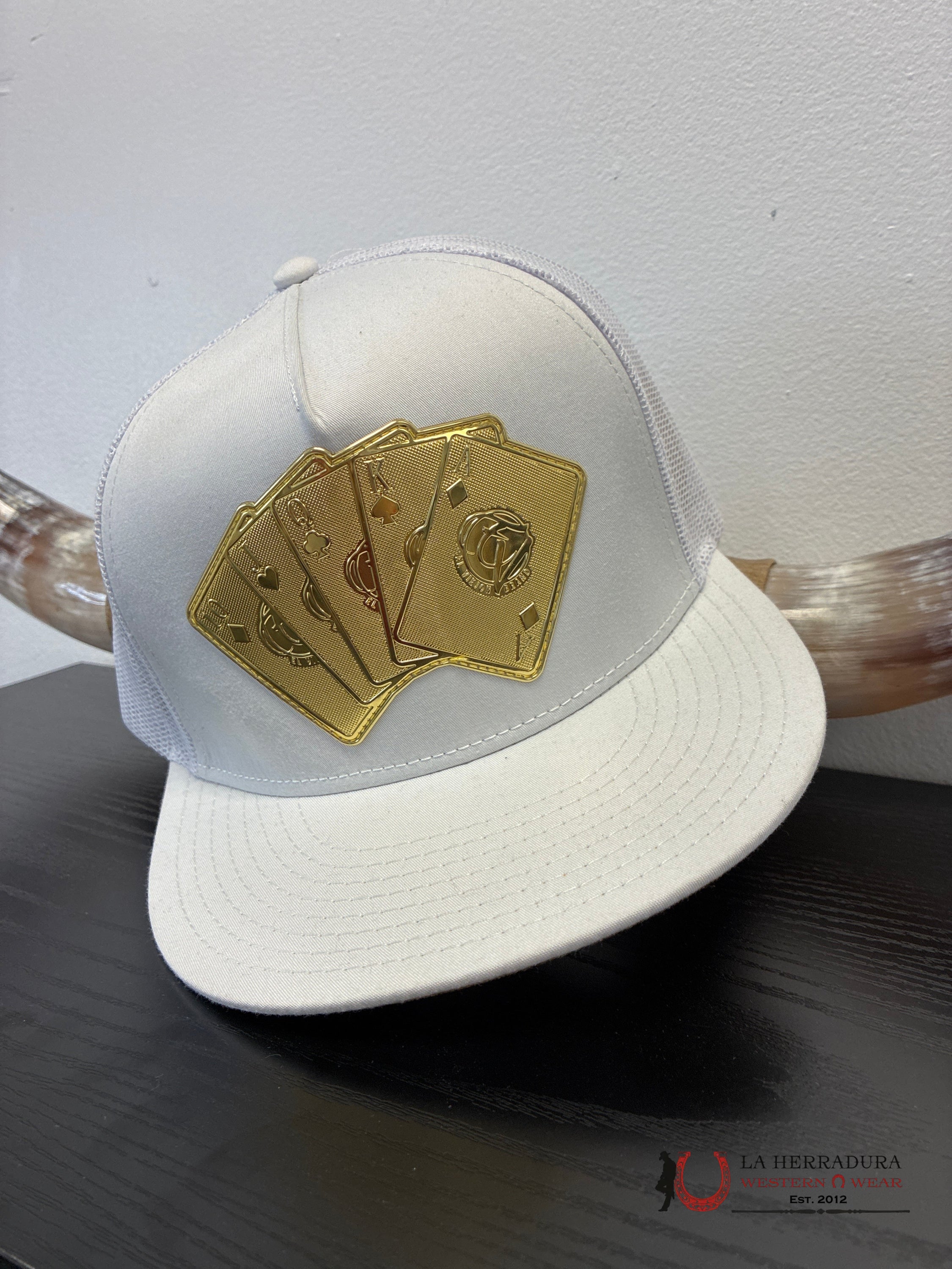 EL VIEJON WHITE Style 04 cartas color dorado CAP CAPS MENS GORRAS HOMBRES