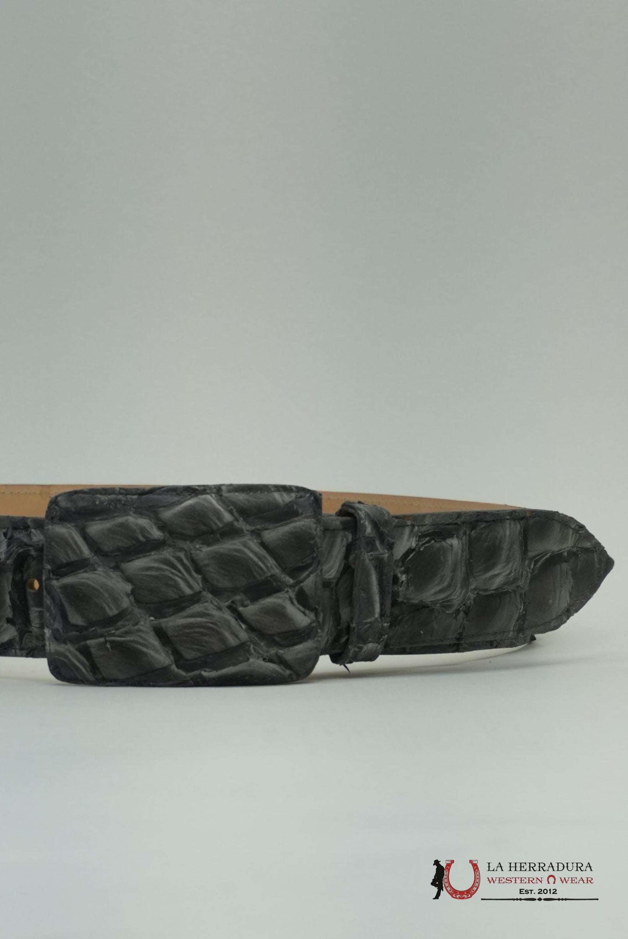 EXOTIC FISH CHARCOAL BELT SQUARE BUCKLE CINTURONES HOMBRES