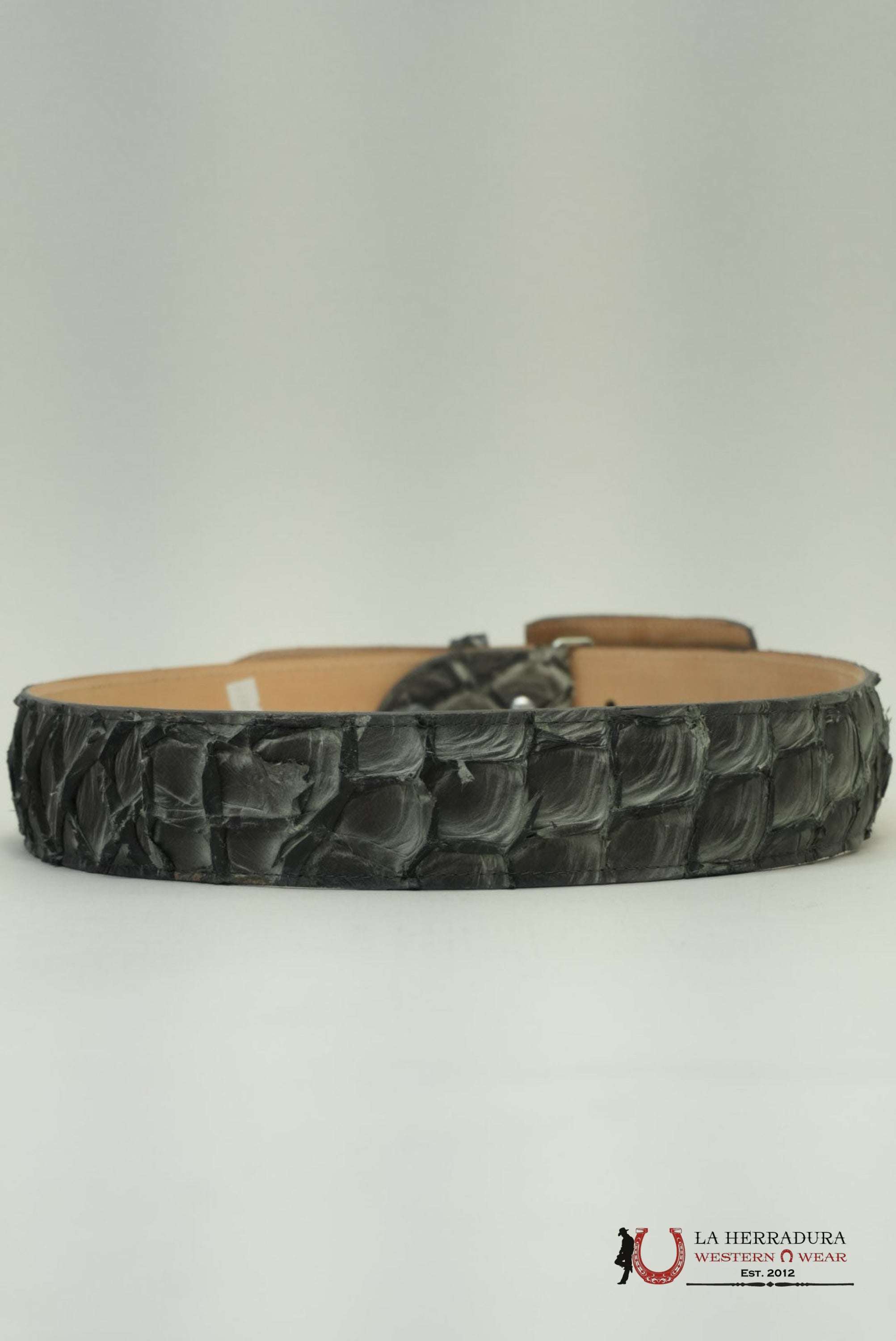EXOTIC FISH CHARCOAL BELT SQUARE BUCKLE CINTURONES HOMBRES