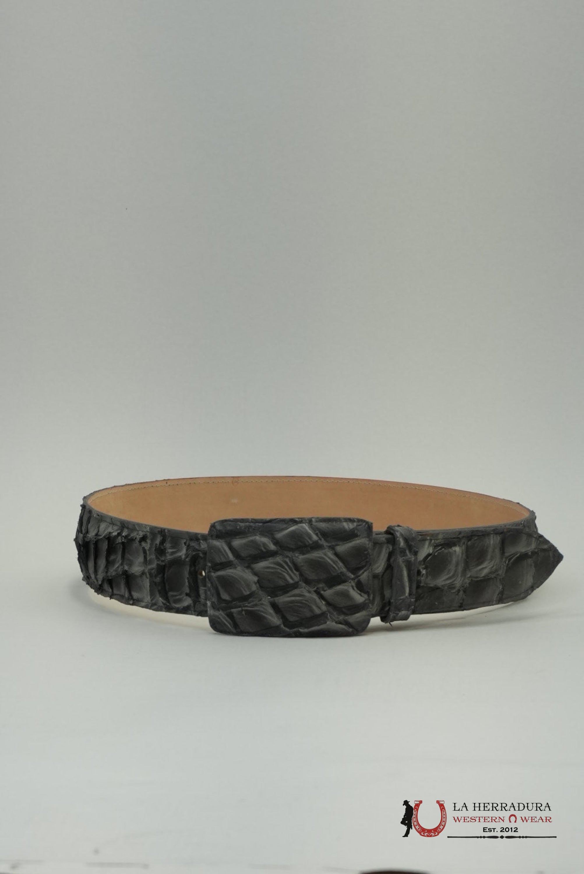 EXOTIC FISH CHARCOAL BELT SQUARE BUCKLE CINTURONES HOMBRES