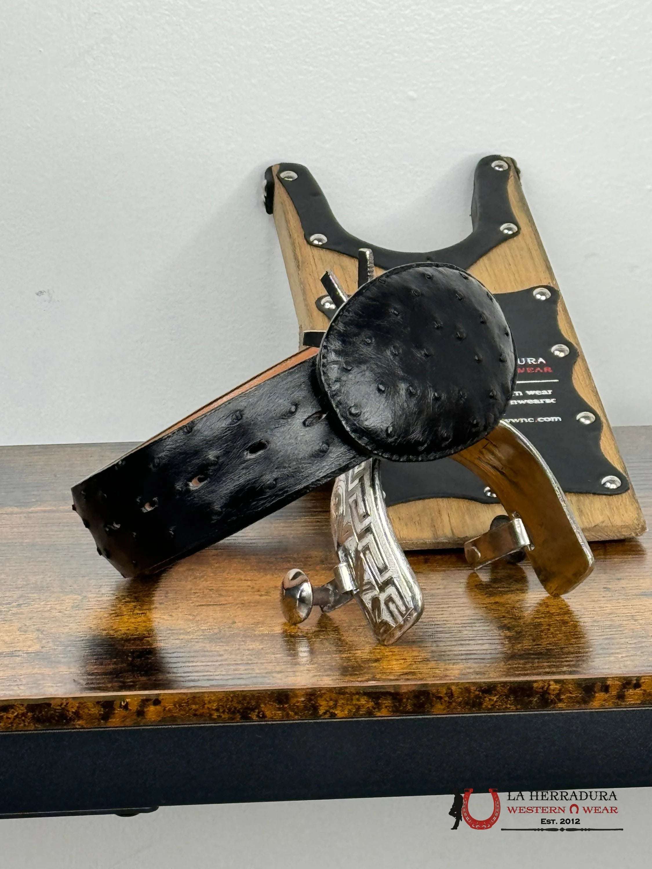 EXOTIC LOS ALTOS OSTRICH BLACK BELT ROUND BUCKLE CINTURONES HOMBRES