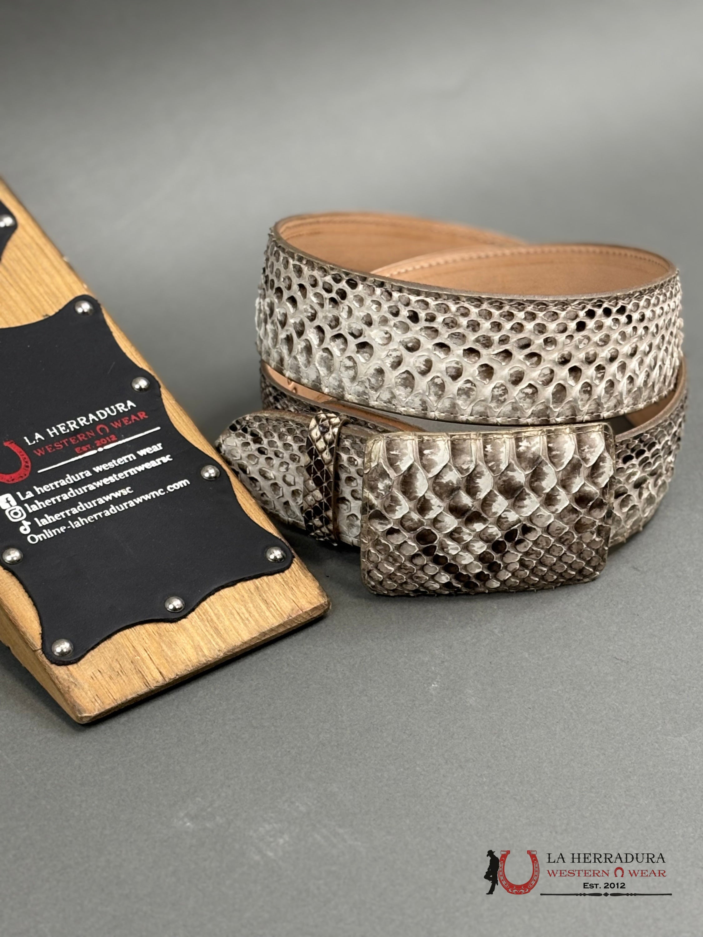 Exotic Python Natural Color Belt Square Buckle Cinturones Hombres