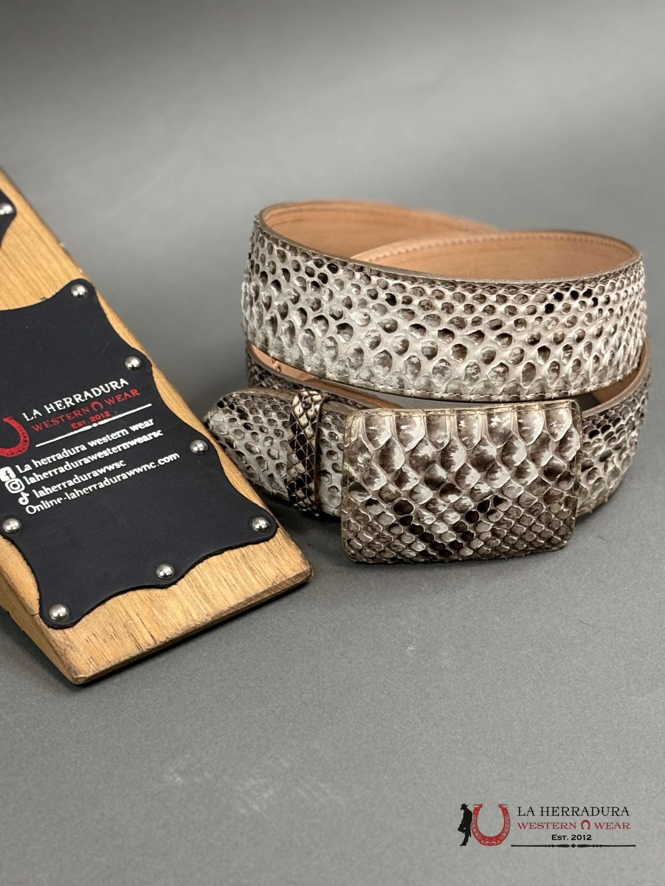 Exotic Python Natural Color Belt Square Buckle Cinturones Hombres
