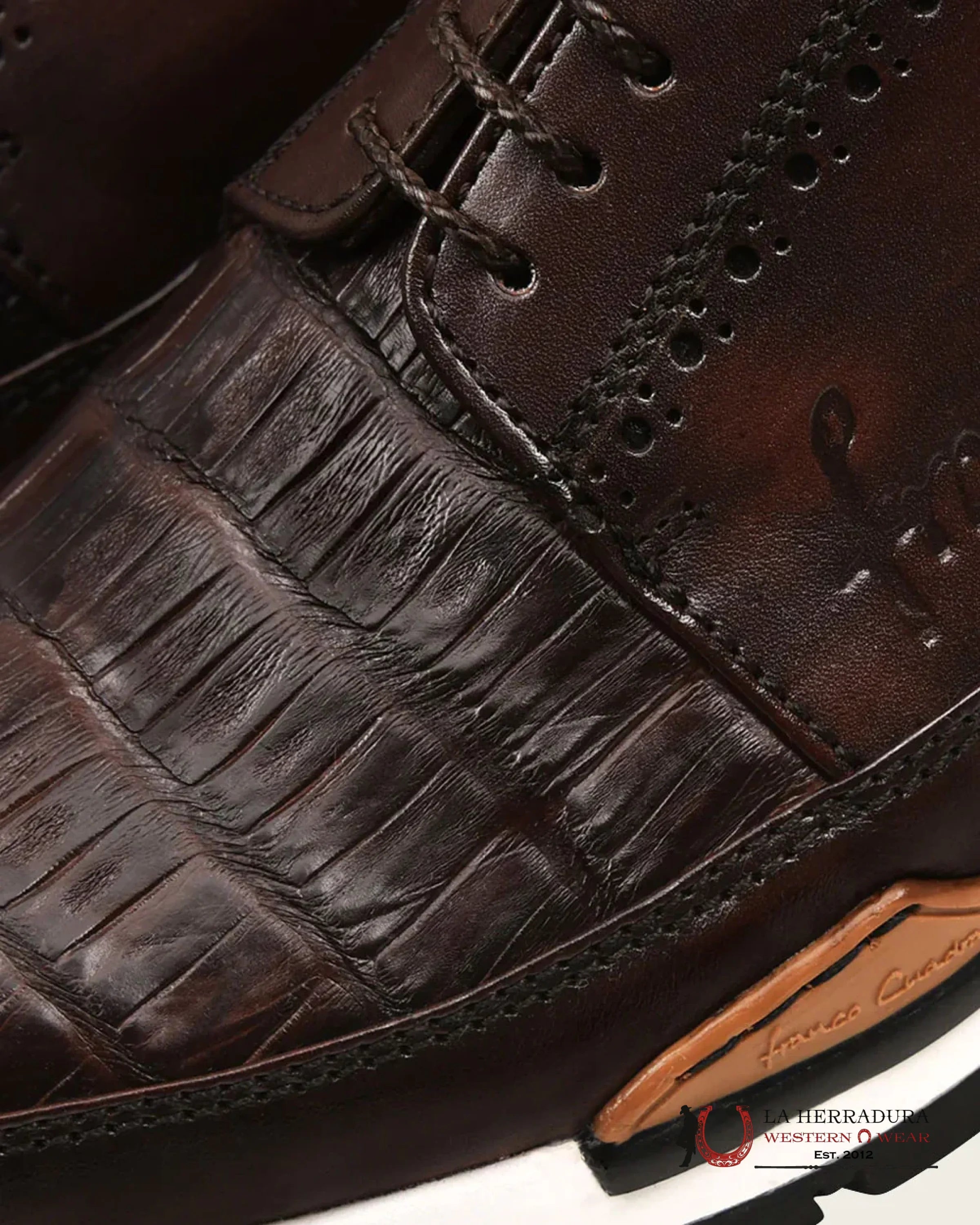 FRANCO CUADRA 33098 ZAPATO CAIMAN PLH/TERNERA MURRAY BROWN SHOE BROWN CAIMAN/CALF BOTAS HOMBRES