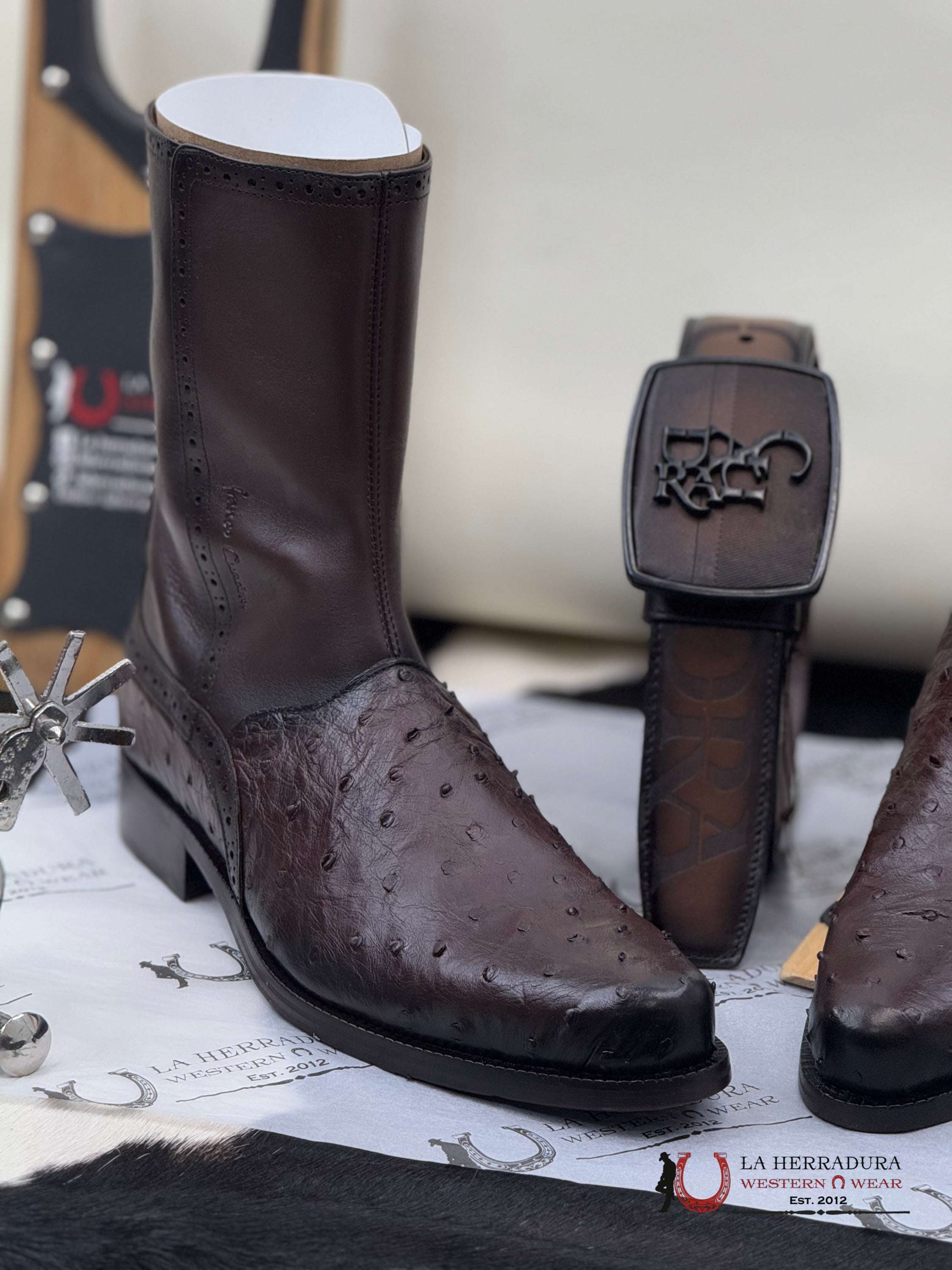 Franco Cuadra Avestruz Tabaco/Ternera Inca Botas Hombres