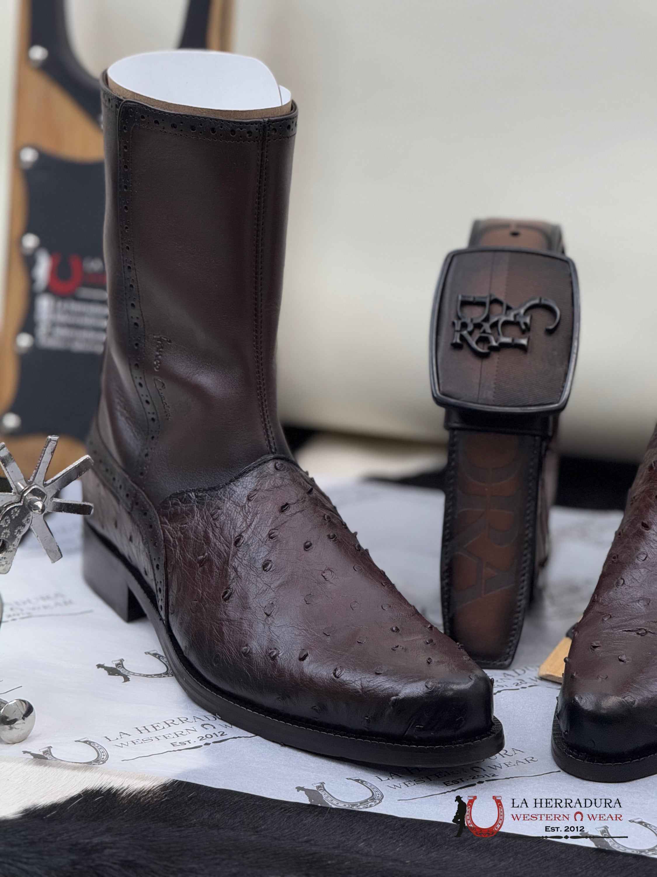 Franco Cuadra Avestruz Tabaco/Ternera Inca Botas Hombres