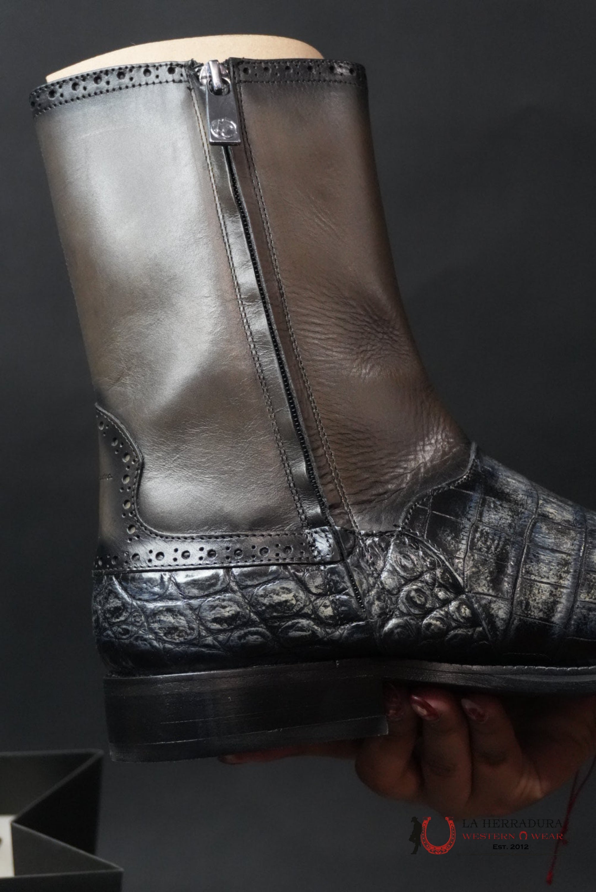 FRANCO CUADRA VARY GREY NILOTICUS COCODILE SHORT BOOT BOTAS HOMBRES