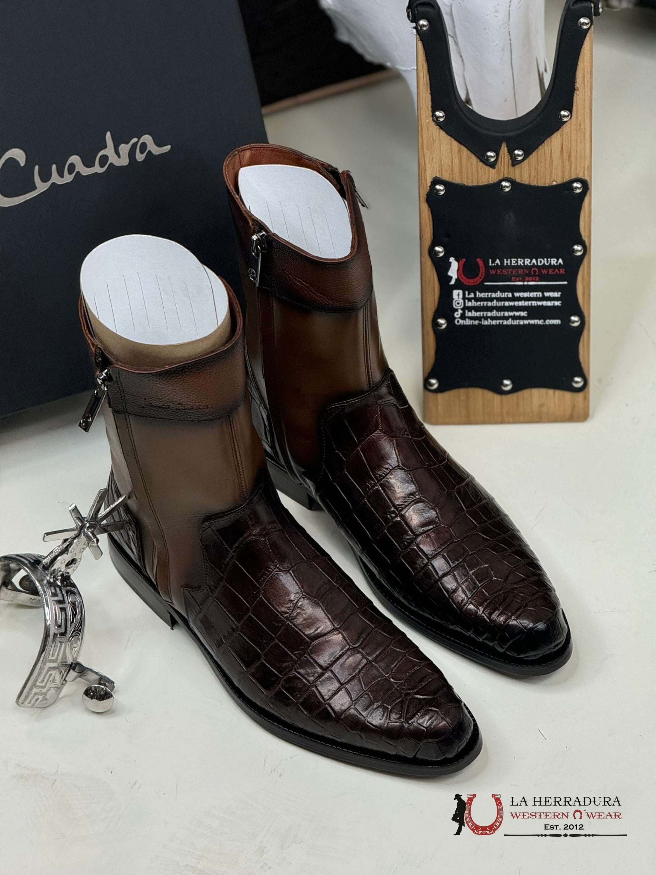 Franco Cuadra Inca Tobacco Niloticus Cocodile Short Boot Botas Hombres