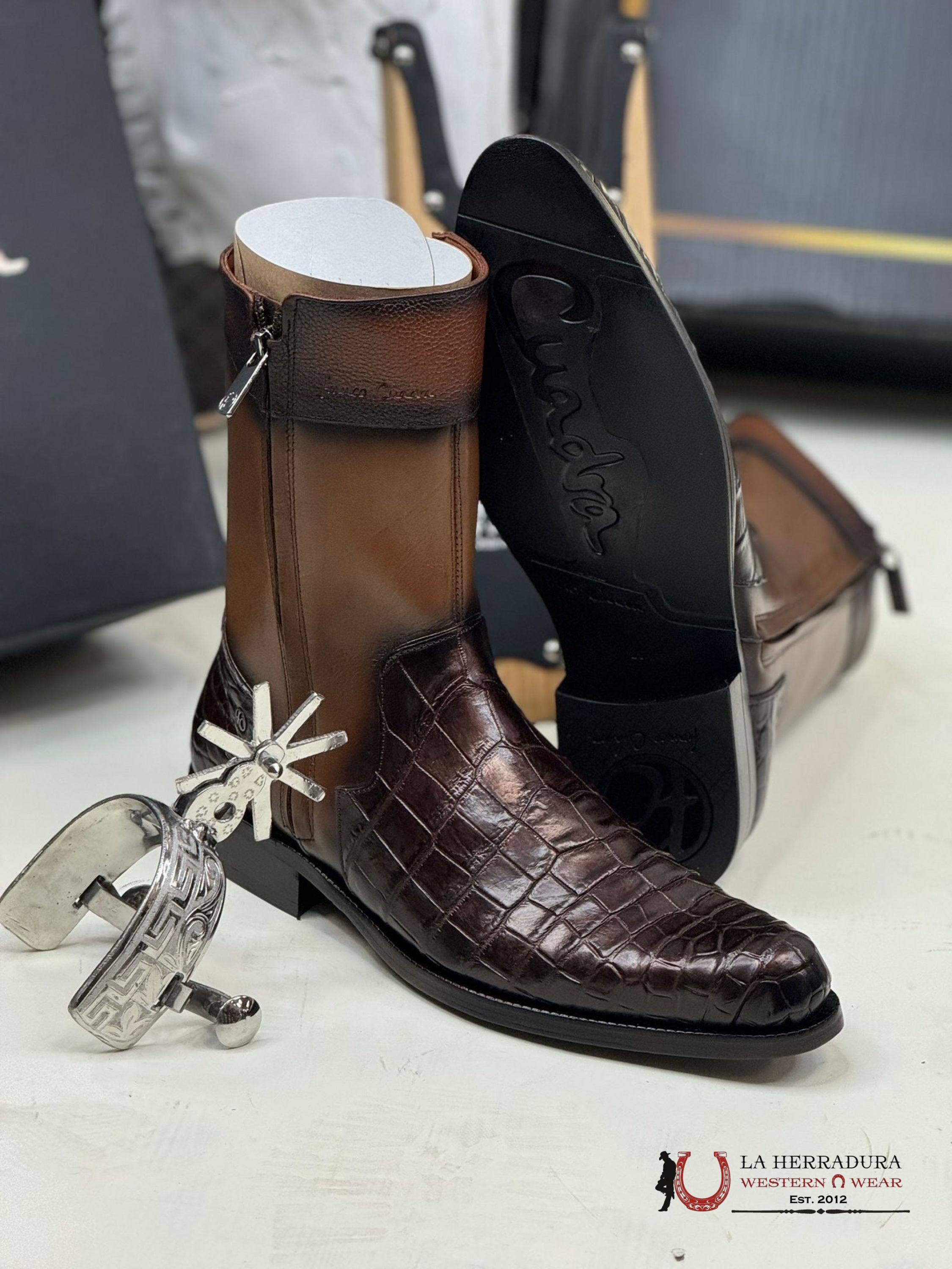 Franco Cuadra Inca Tobacco Niloticus Cocodile Short Boot Botas Hombres