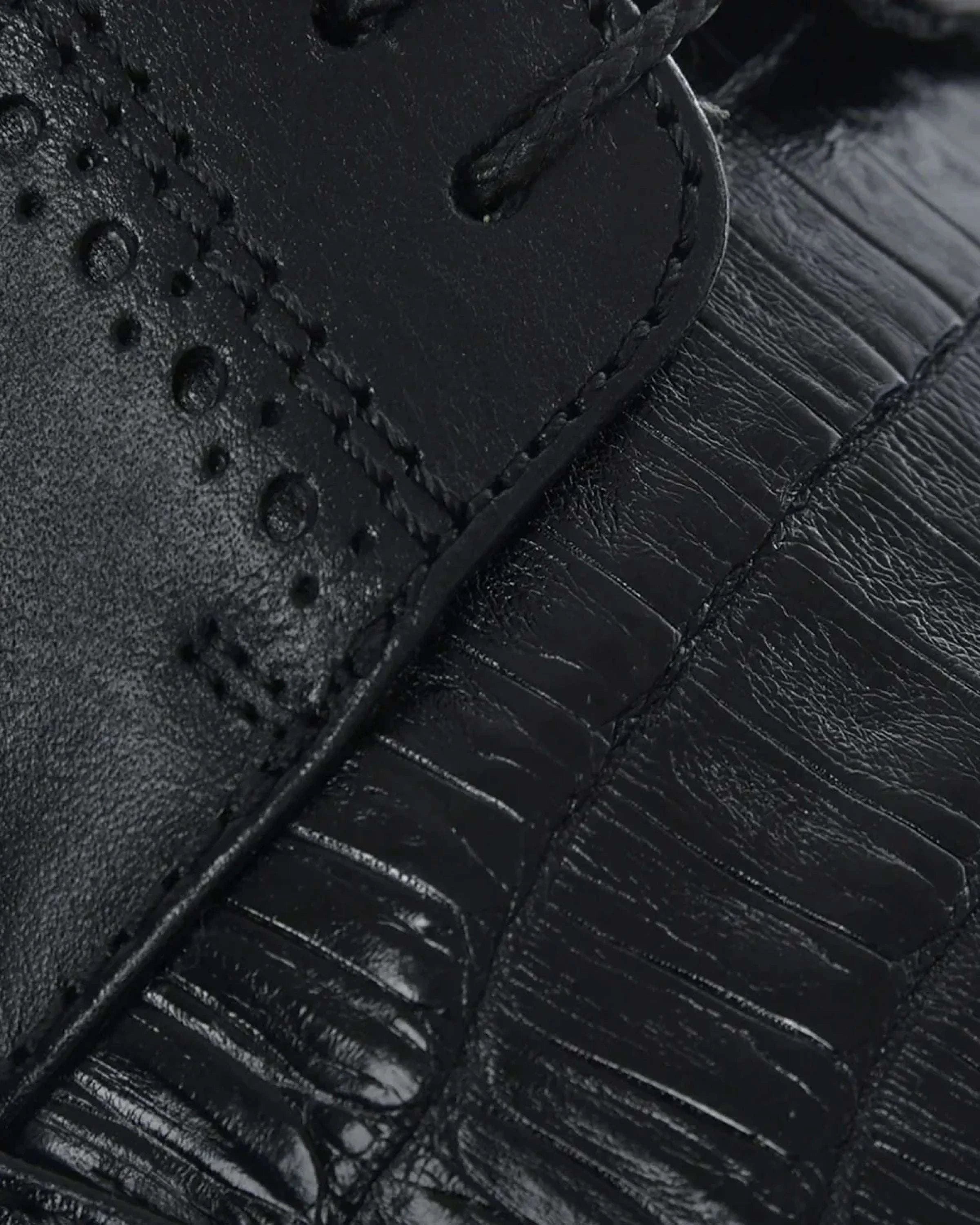 FRANCO CUADRA FC812 ZAPATO CAIMAN PLH/TERNERA MURRAY BLACK SHOE BLACK CAIMAN/CALF BOTAS HOMBRES