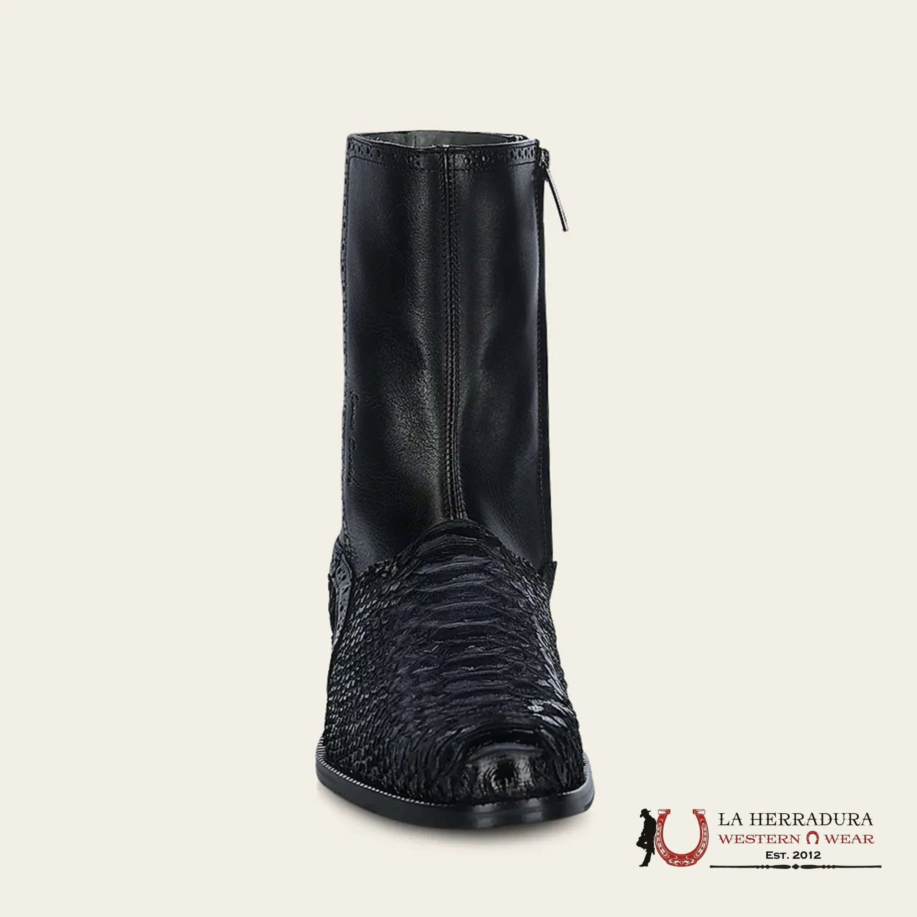FRANCO CUADRA PYTHON TERNERA INCA BLACK SHORT BOOT FC817 BOTAS HOMBRES