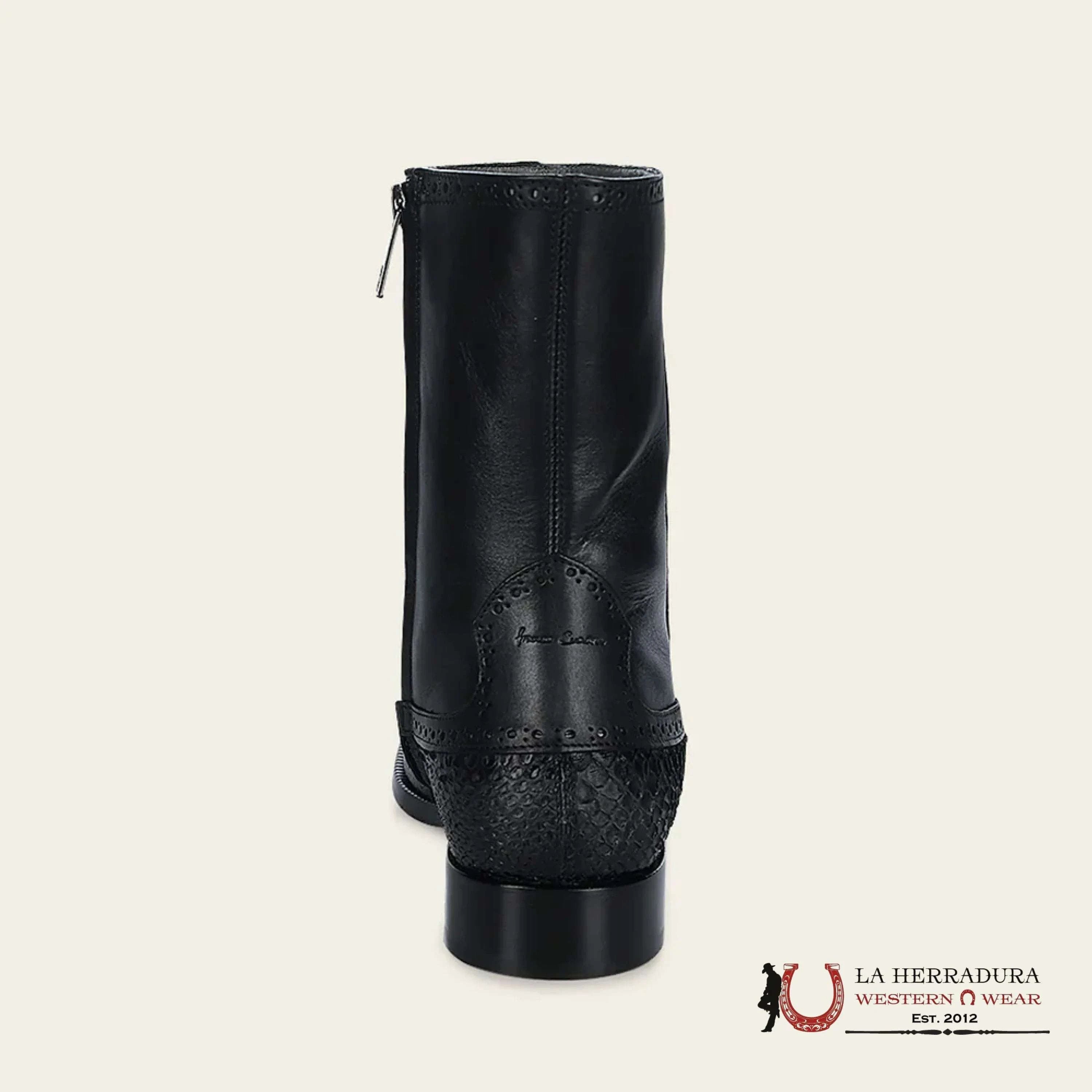 FRANCO CUADRA PYTHON TERNERA INCA BLACK SHORT BOOT FC817 BOTAS HOMBRES