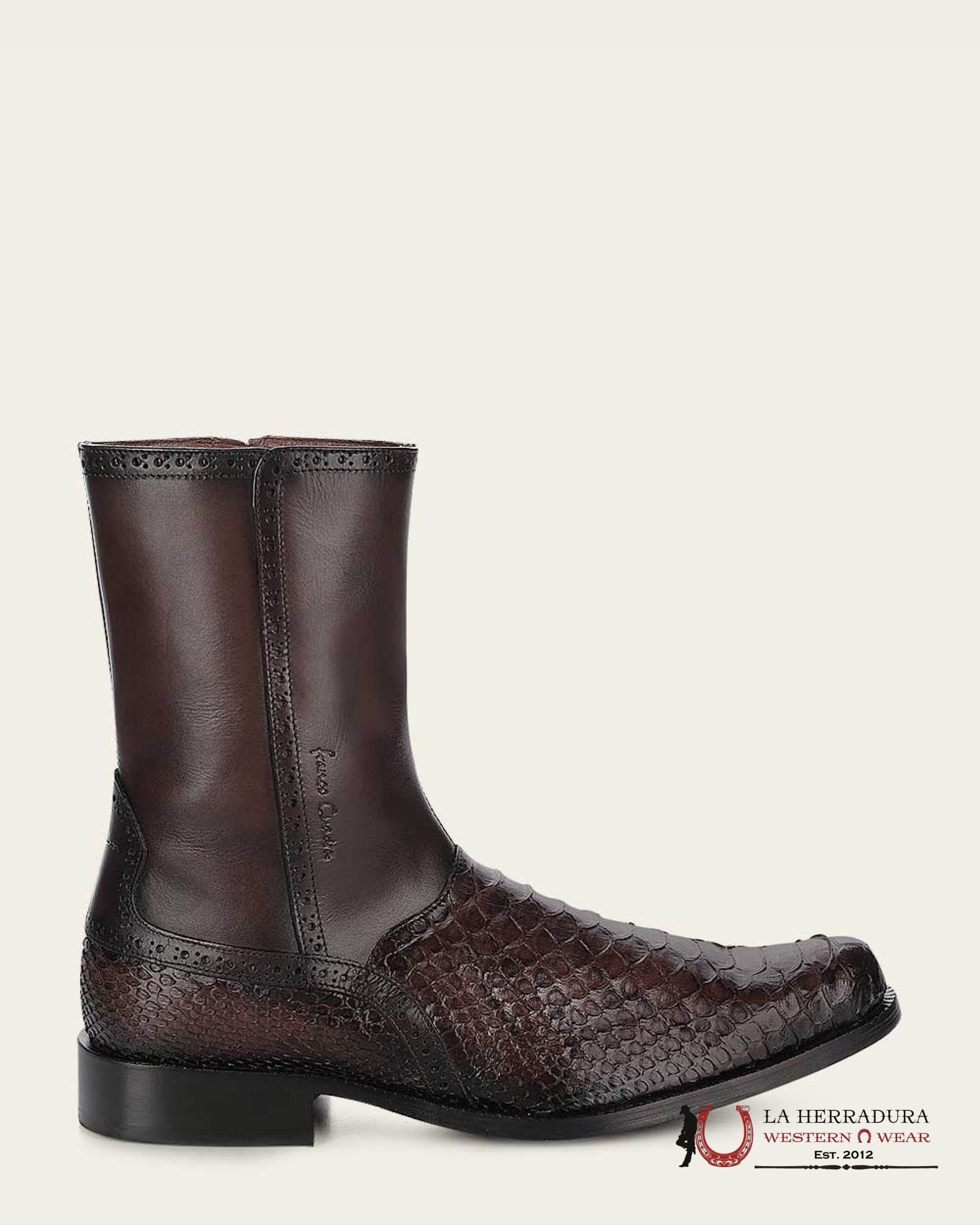 FRANCO CUADRA PYTHON TERNERA INCA CHOCO BROWN SHORT BOOT FC818 BOTAS HOMBRES