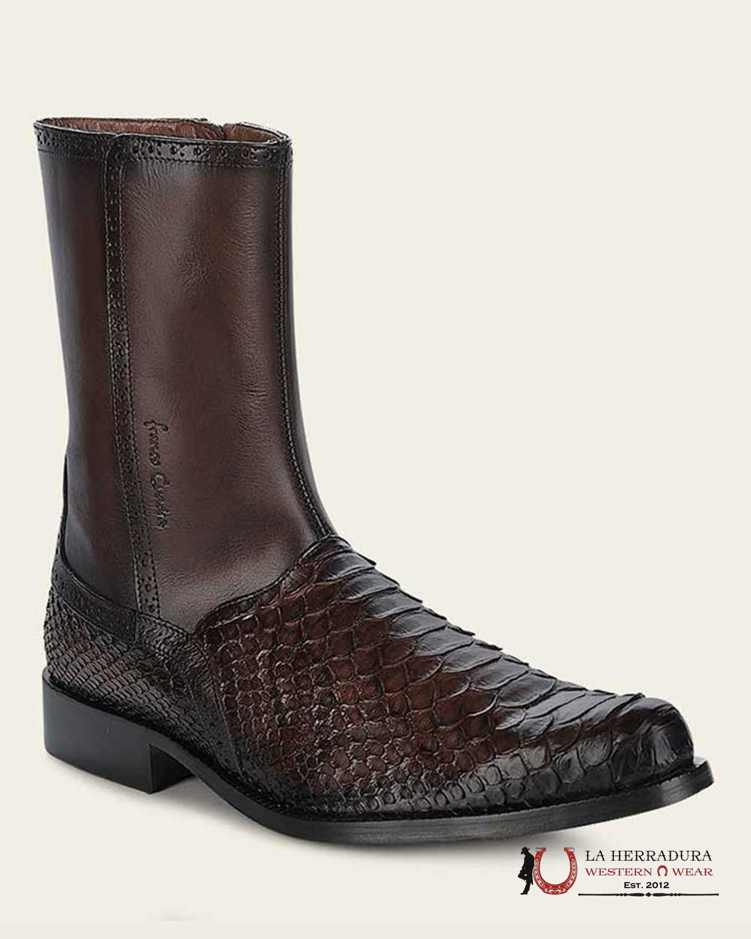 FRANCO CUADRA PYTHON TERNERA INCA CHOCO BROWN SHORT BOOT FC818 BOTAS HOMBRES
