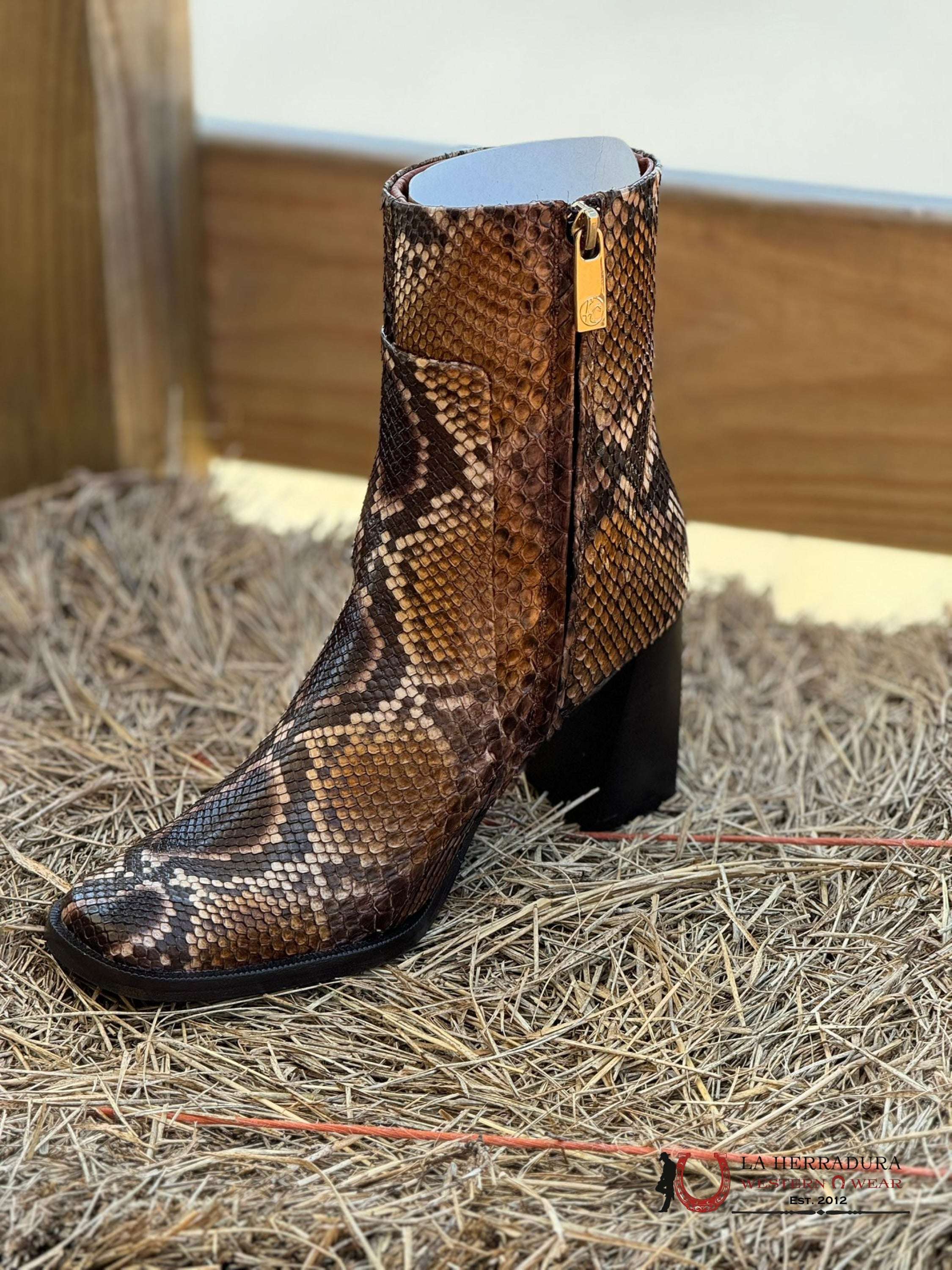 Franco Cuadra Short Boot Python Ret Honey Miel Botas Mujeres