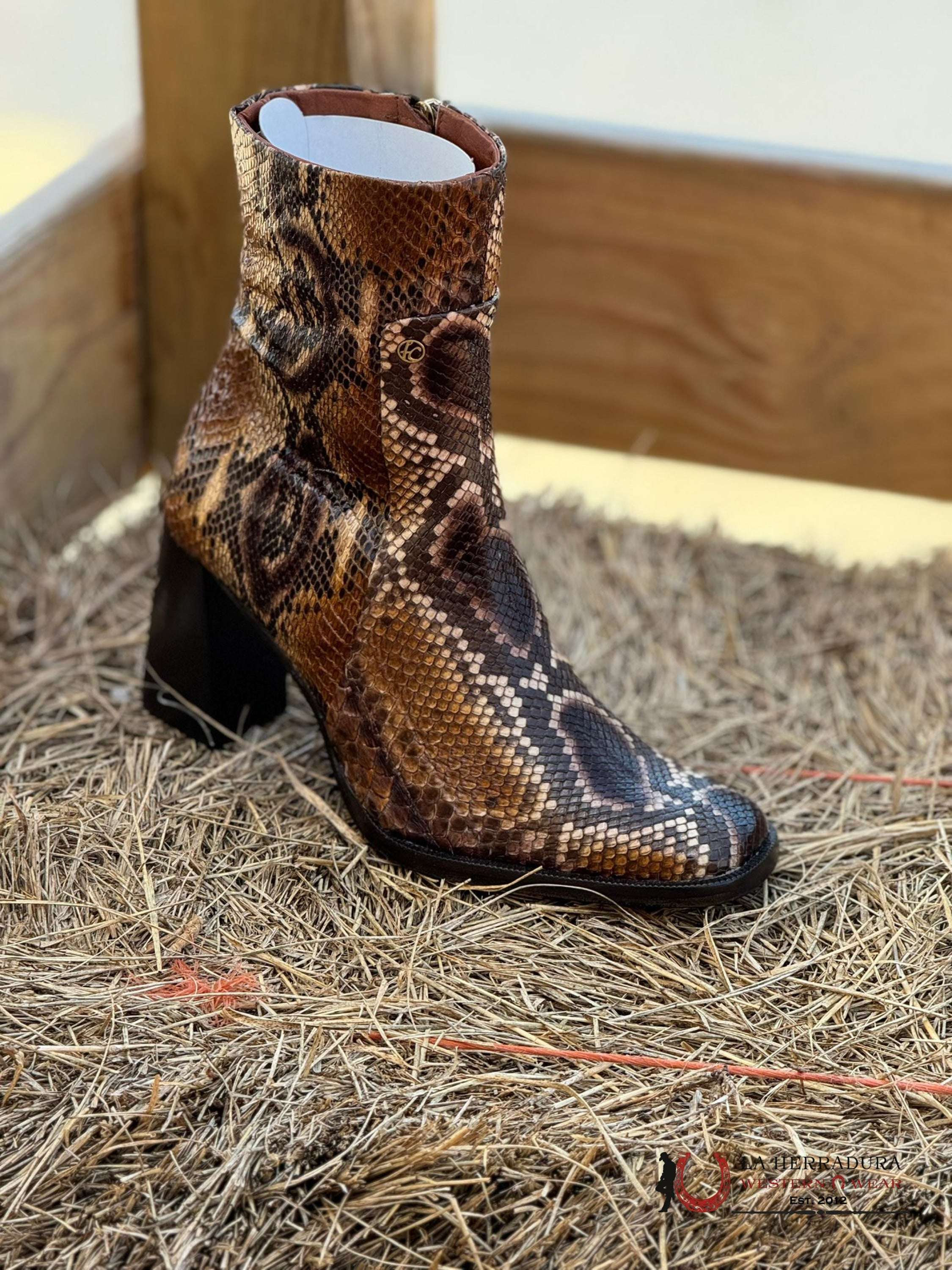 Franco Cuadra Short Boot Python Ret Honey Miel Botas Mujeres