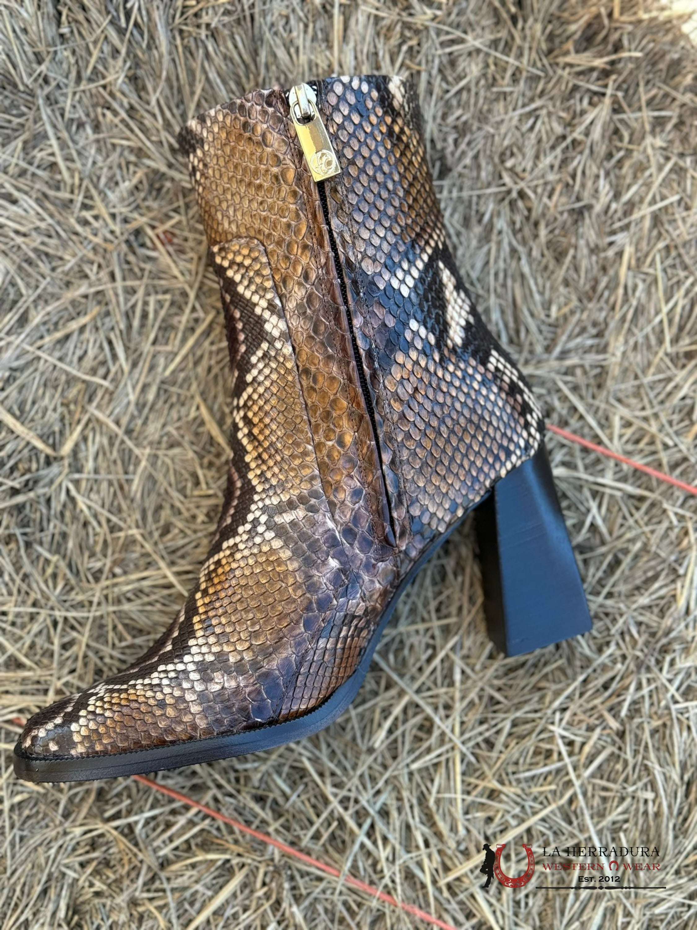 Franco Cuadra Short Boot Python Ret Honey Miel Botas Mujeres